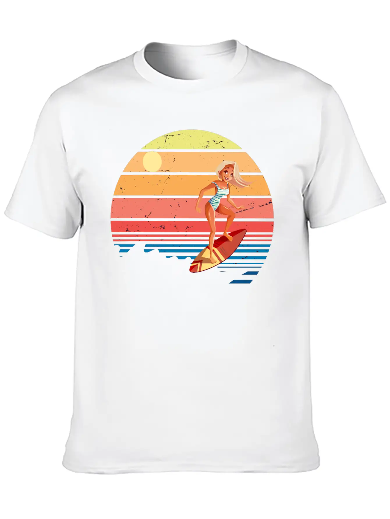Surfer Vintage Wave Retro Surfing Surf Beach Modern Fit Casual T-Shirt – Clean And Versatile Design