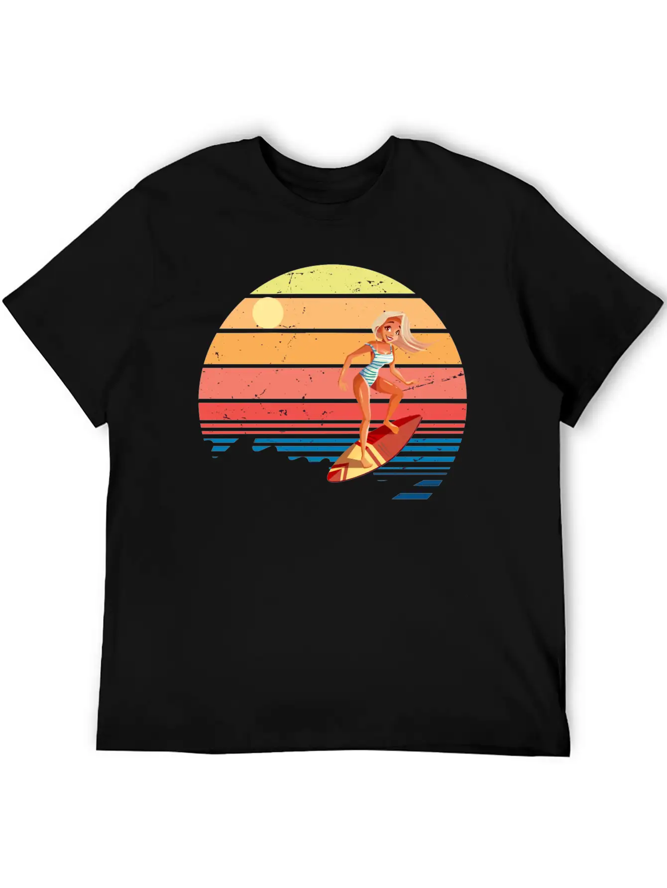 Surfer Vintage Wave Retro Surfing Surf Beach Modern Fit Casual T-Shirt – Clean And Versatile Design
