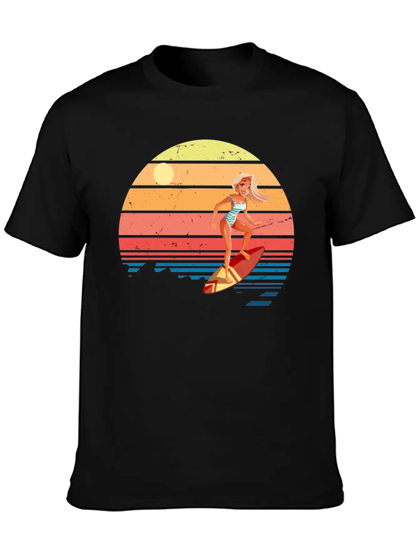Surfer Vintage Wave Retro Surfing Surf Beach Modern Fit Casual T-Shirt – Clean And Versatile Design
