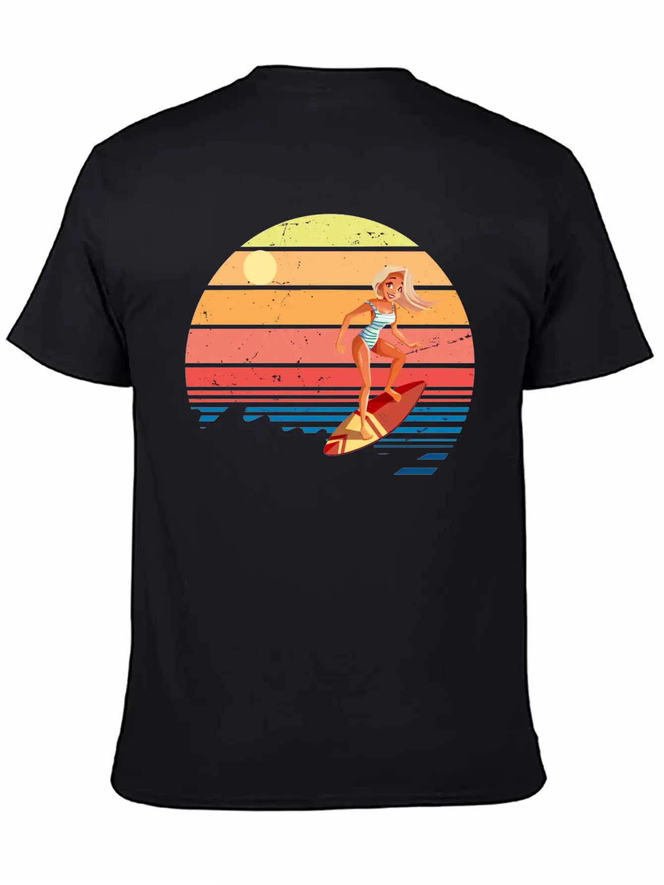 Surfer Vintage Wave Retro Surfing Surf Beach Modern Fit Casual T-Shirt – Clean And Versatile Design