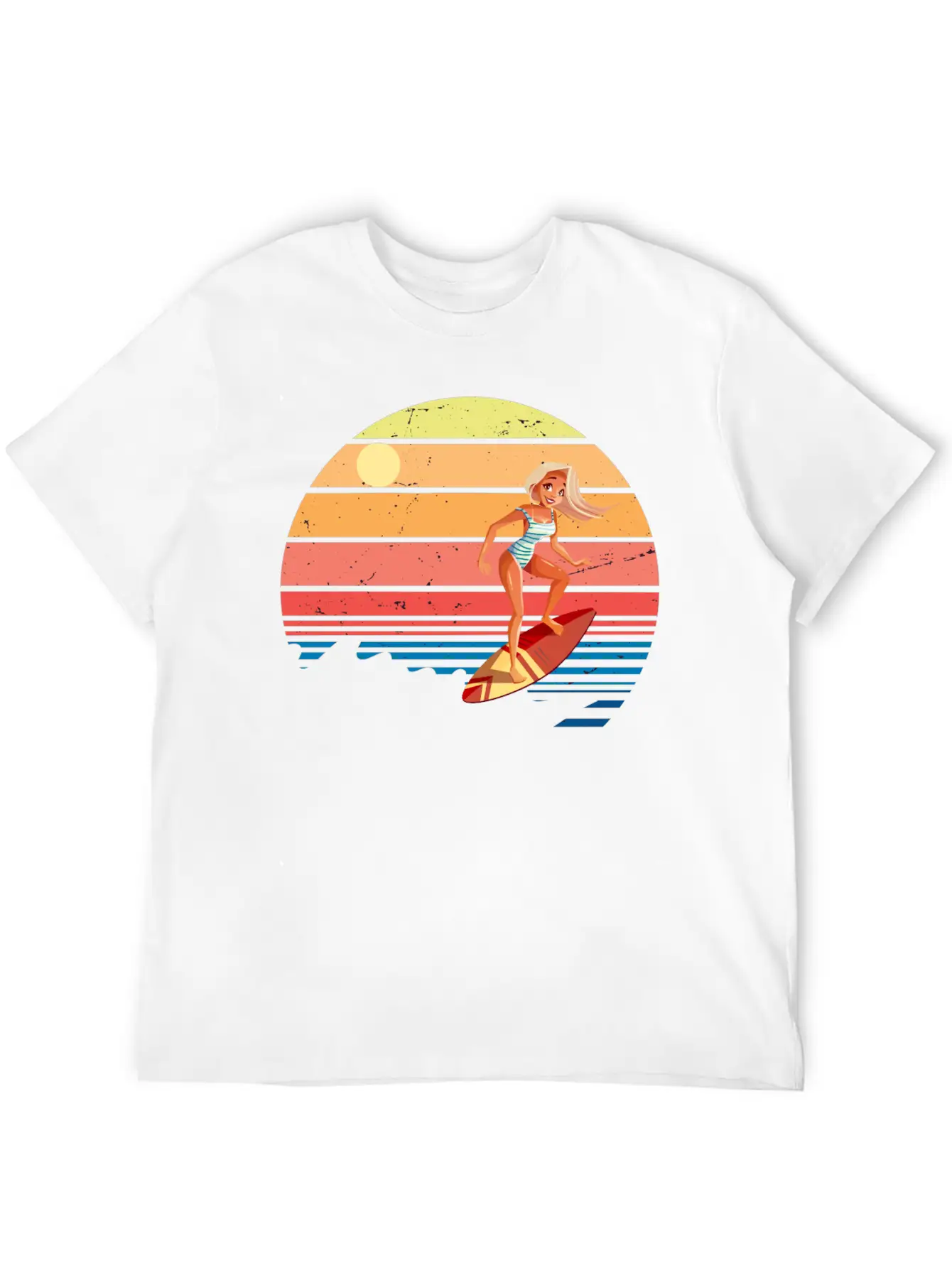 Surfer Vintage Wave Retro Surfing Surf Beach Modern Fit Casual T-Shirt – Clean And Versatile Design