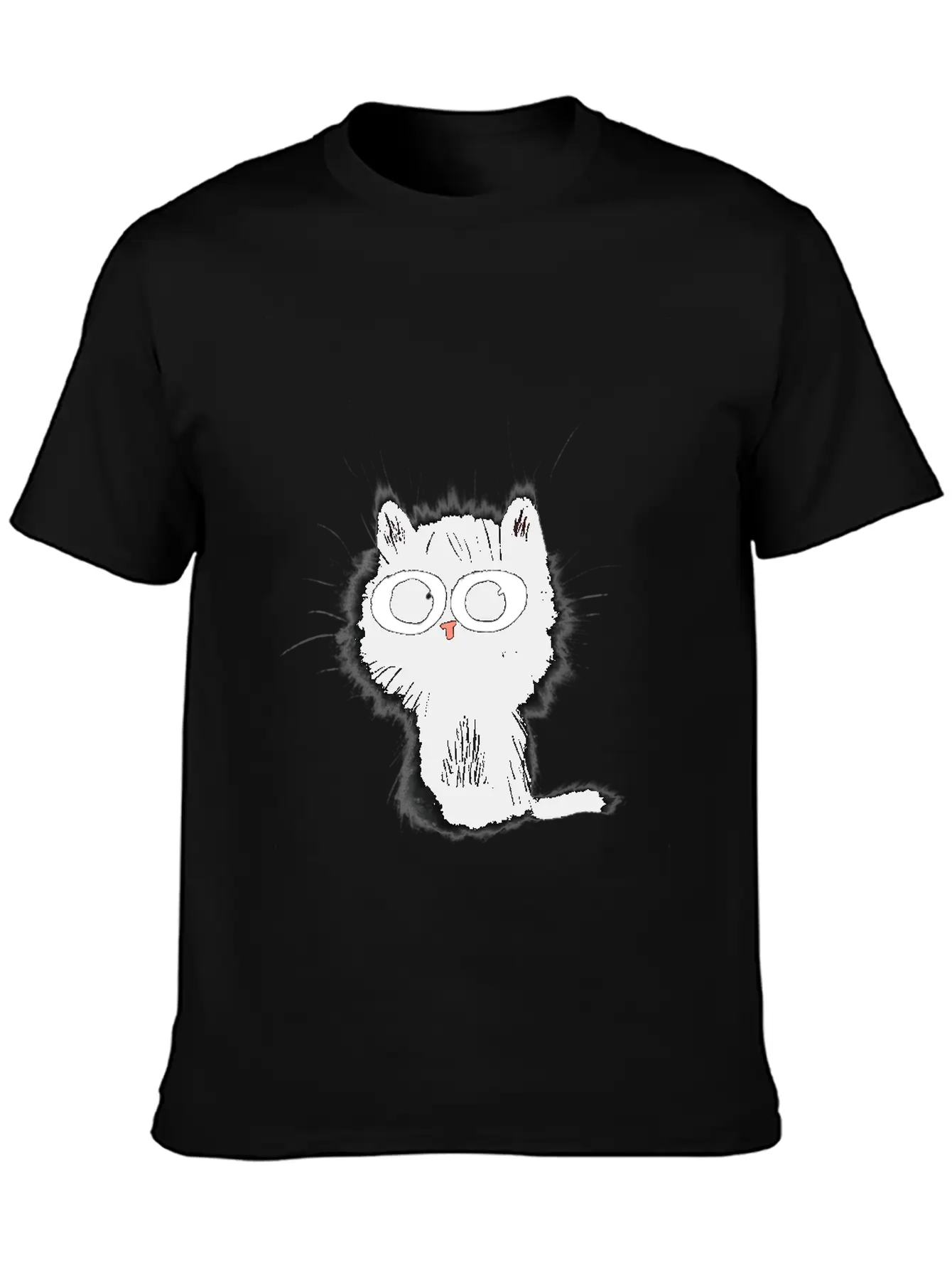 Surprised Black Cat Essential Cotton Tee For Daily Outfits – Unisex Style