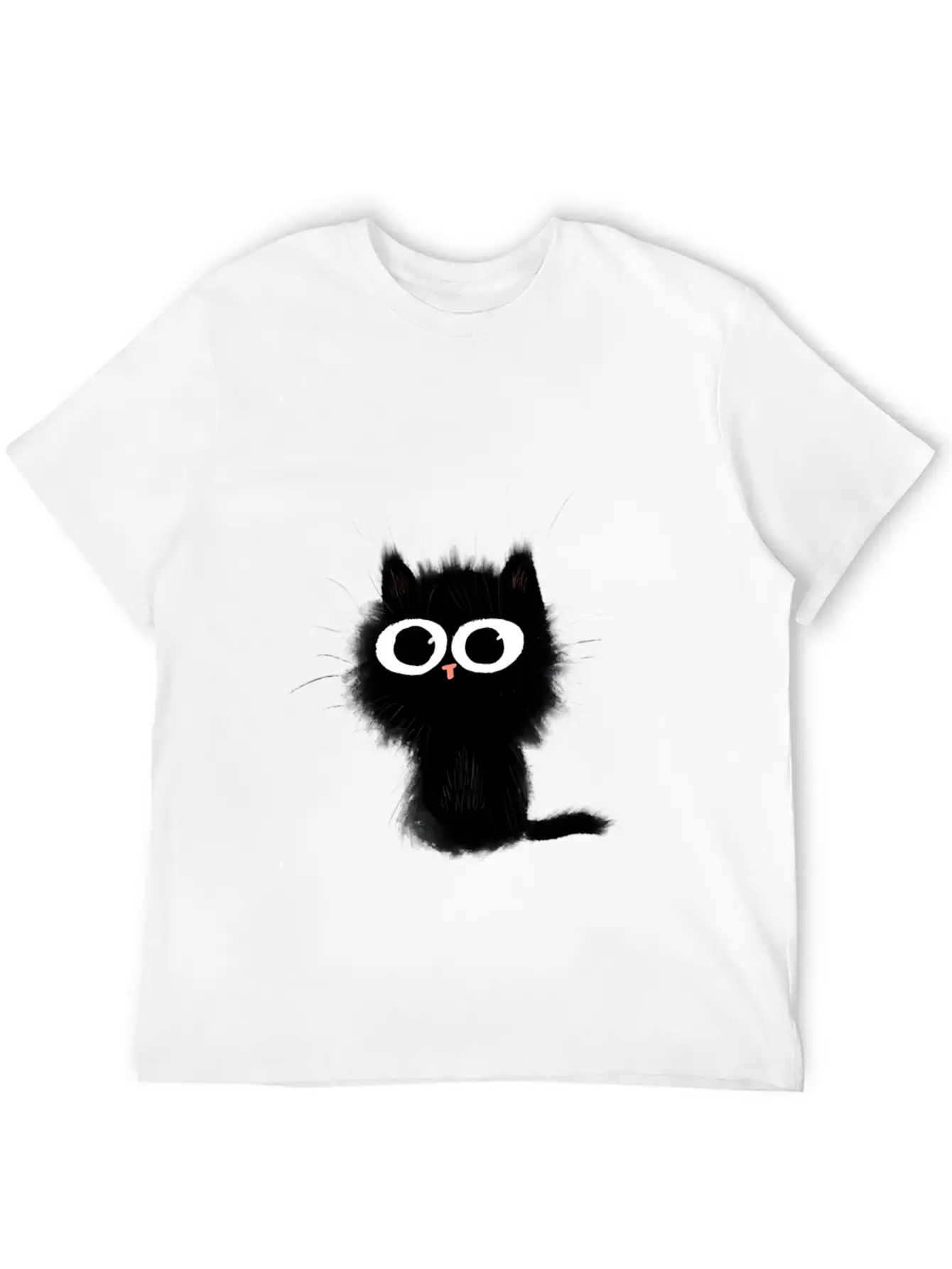 Surprised Black Cat Essential Cotton Tee For Daily Outfits – Unisex Style