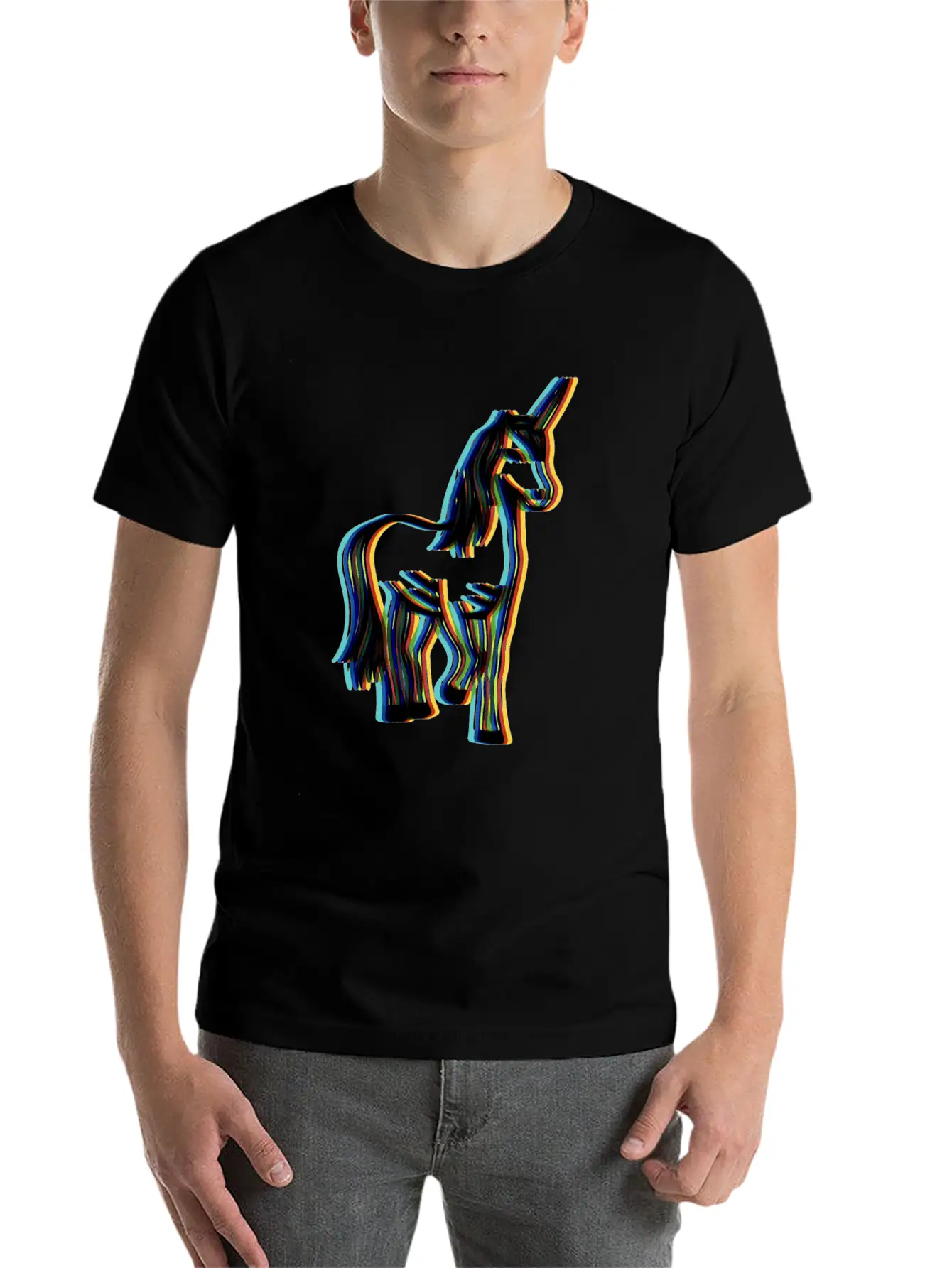 Surrealistic Rainbow Unicorn Stand Modern Fit Casual T-Shirt – Clean And Versatile Design