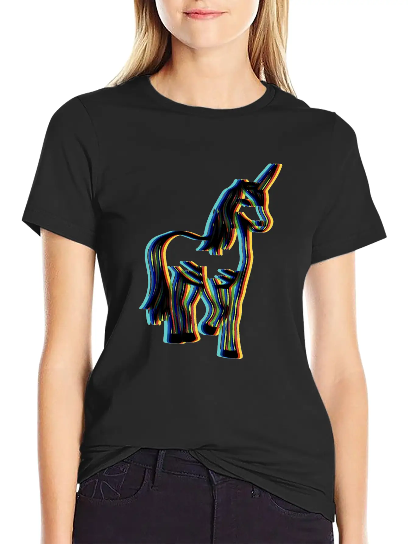 Surrealistic Rainbow Unicorn Stand Modern Fit Casual T-Shirt – Clean And Versatile Design