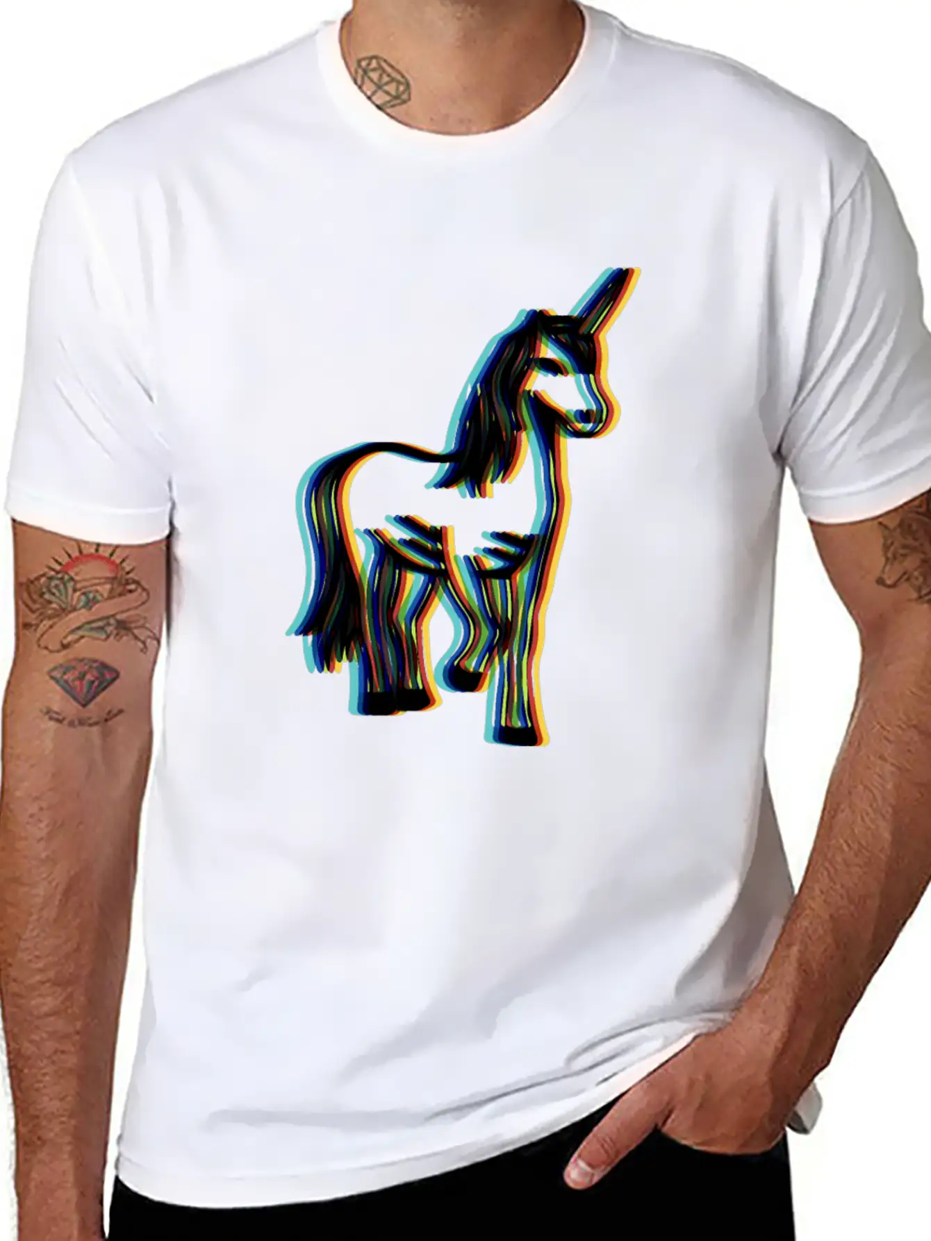 Surrealistic Rainbow Unicorn Stand Modern Fit Casual T-Shirt – Clean And Versatile Design
