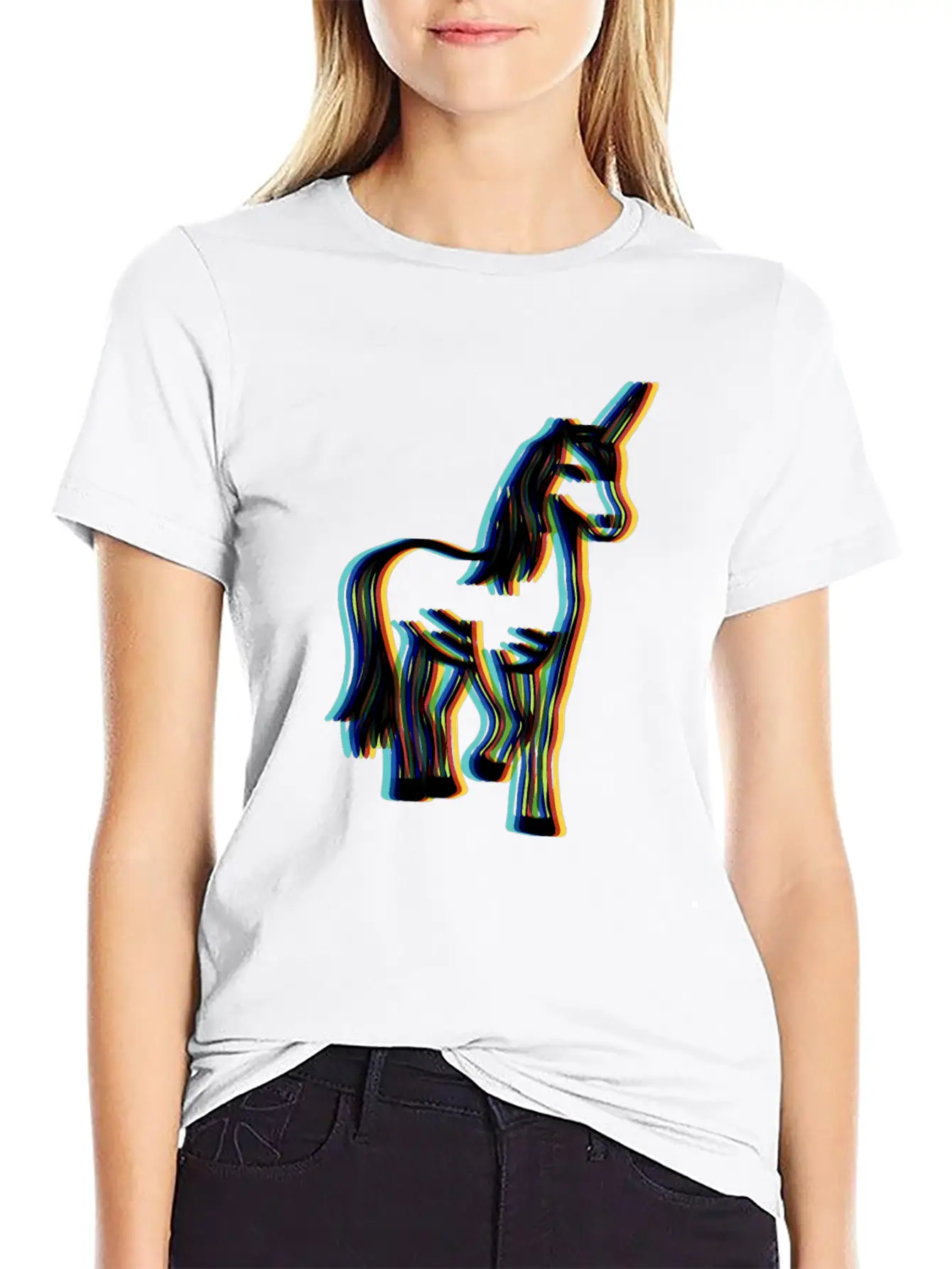 Surrealistic Rainbow Unicorn Stand Modern Fit Casual T-Shirt – Clean And Versatile Design
