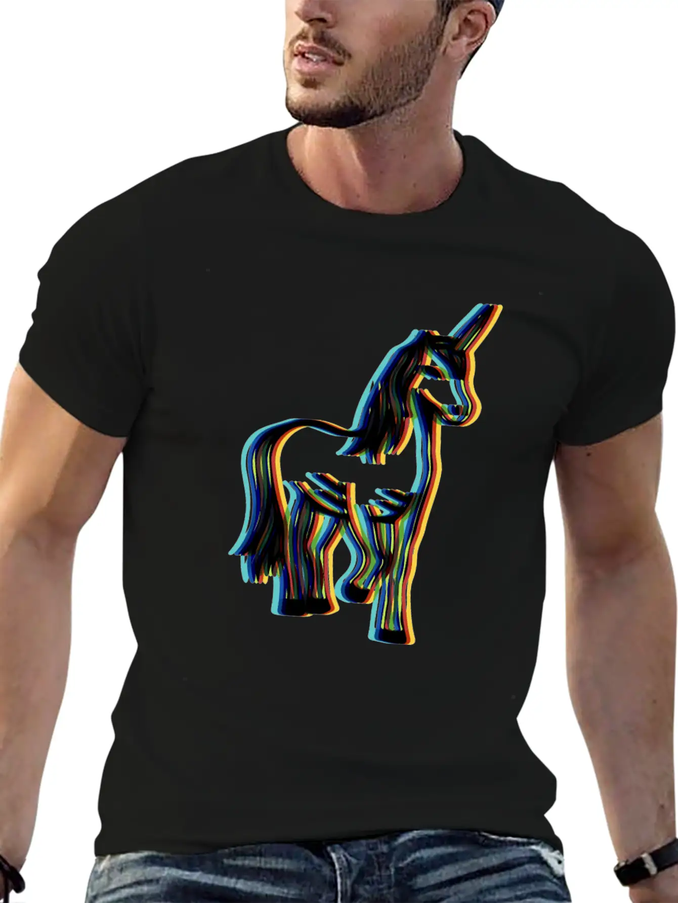 Surrealistic Rainbow Unicorn Stand Modern Fit Casual T-Shirt – Clean And Versatile Design