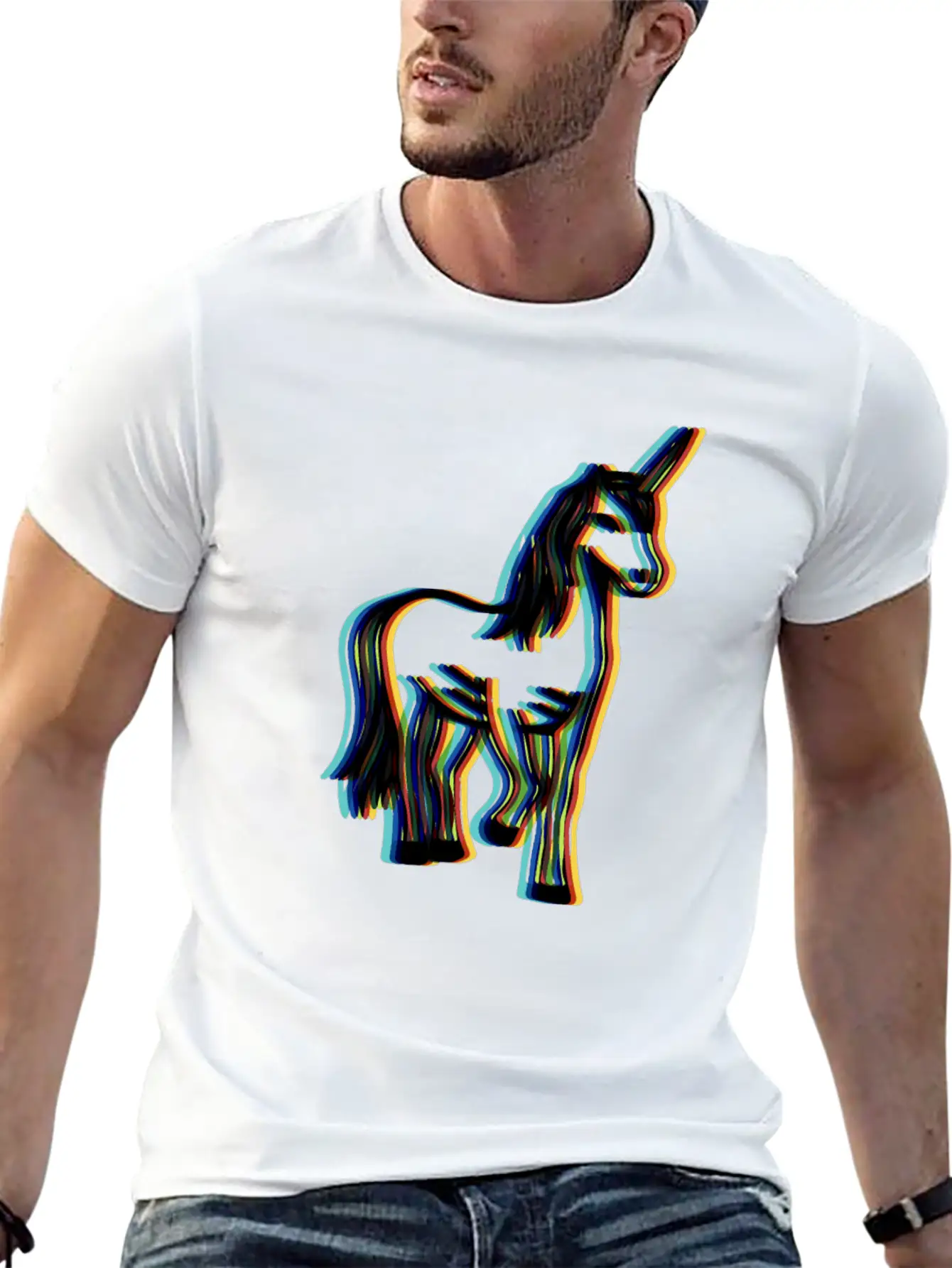 Surrealistic Rainbow Unicorn Stand Modern Fit Casual T-Shirt – Clean And Versatile Design