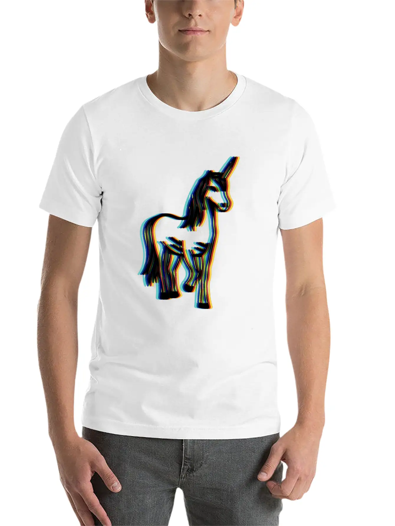 Surrealistic Rainbow Unicorn Stand Modern Fit Casual T-Shirt – Clean And Versatile Design