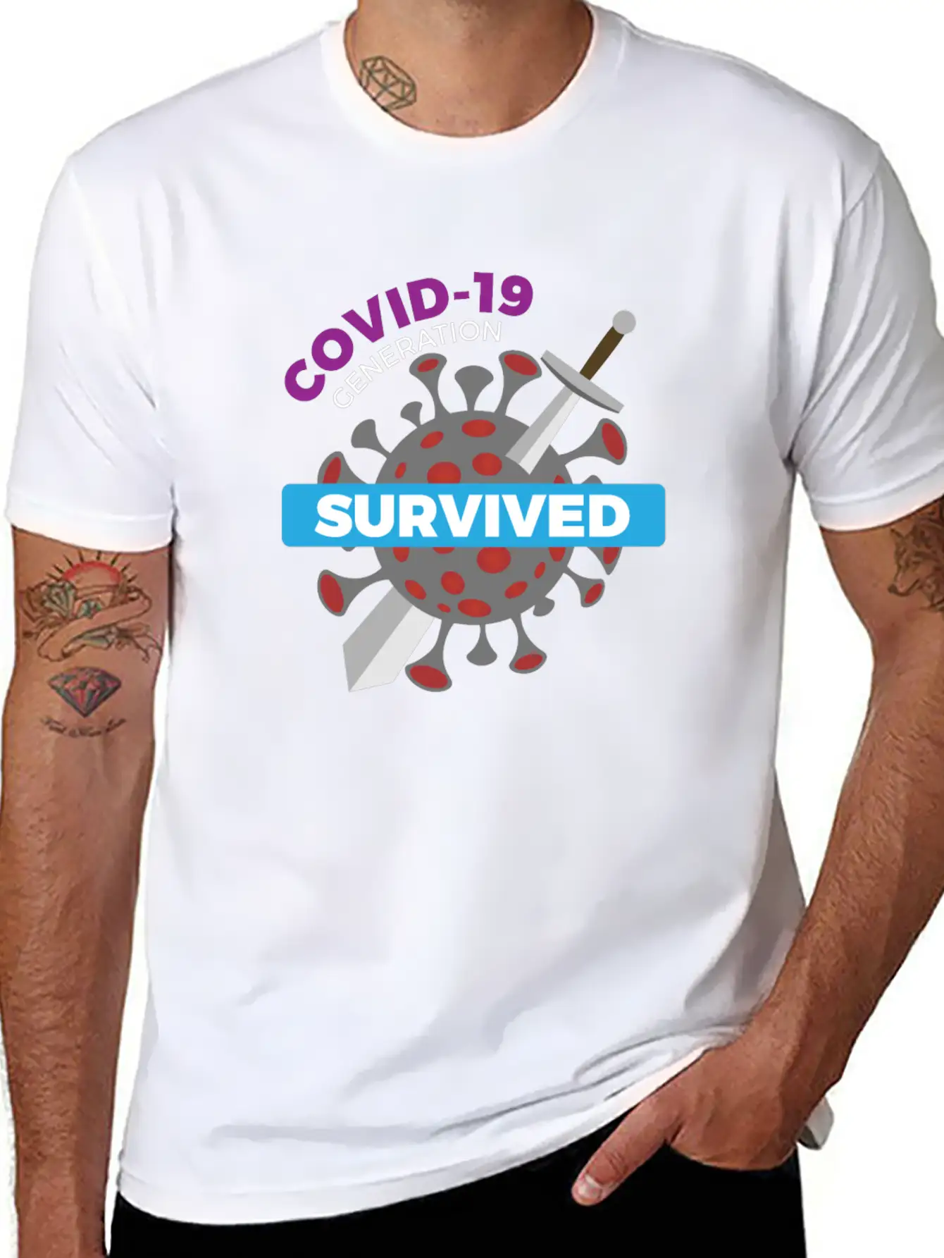 Survived Covid 19 Tshirt Modern Fit Casual T-Shirt – Clean And Versatile Design