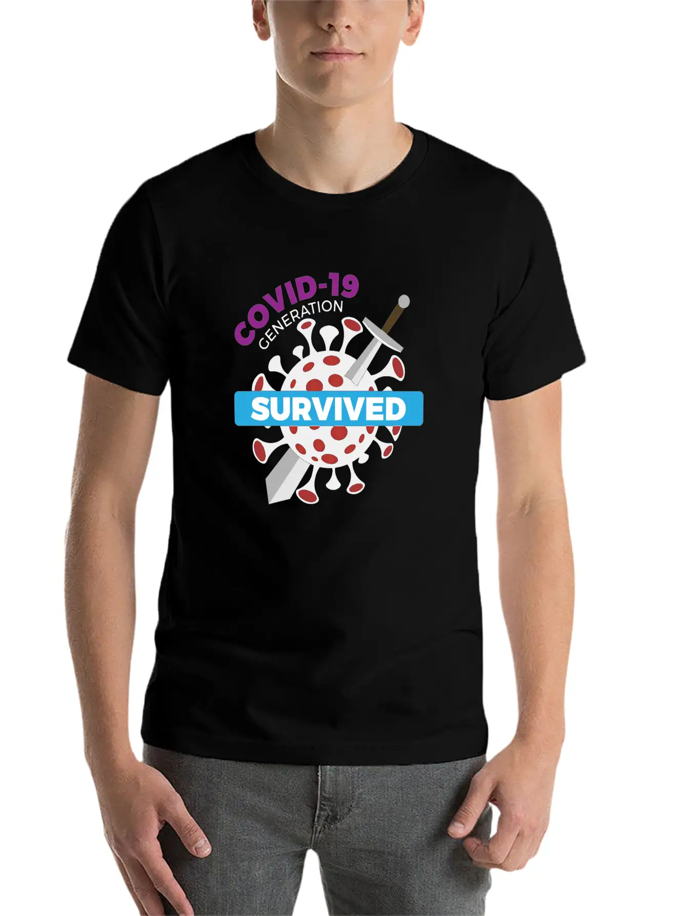 Survived Covid 19 Tshirt Modern Fit Casual T-Shirt – Clean And Versatile Design