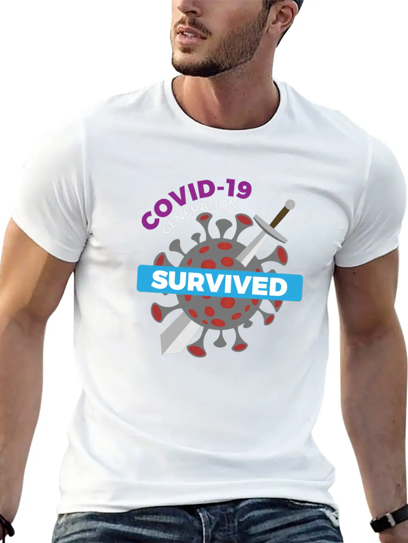 Survived Covid 19 Tshirt Modern Fit Casual T-Shirt – Clean And Versatile Design