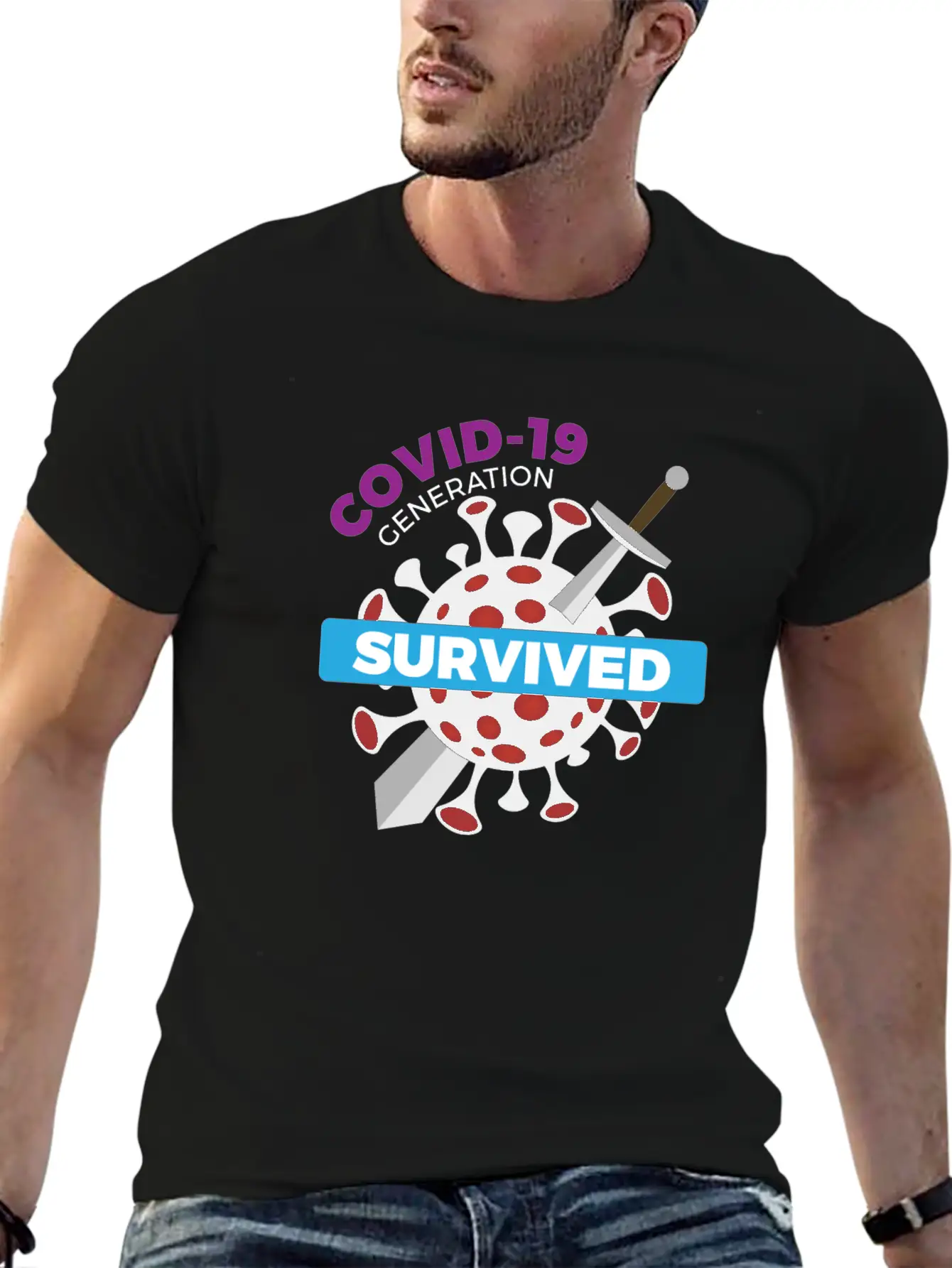 Survived Covid 19 Tshirt Modern Fit Casual T-Shirt – Clean And Versatile Design