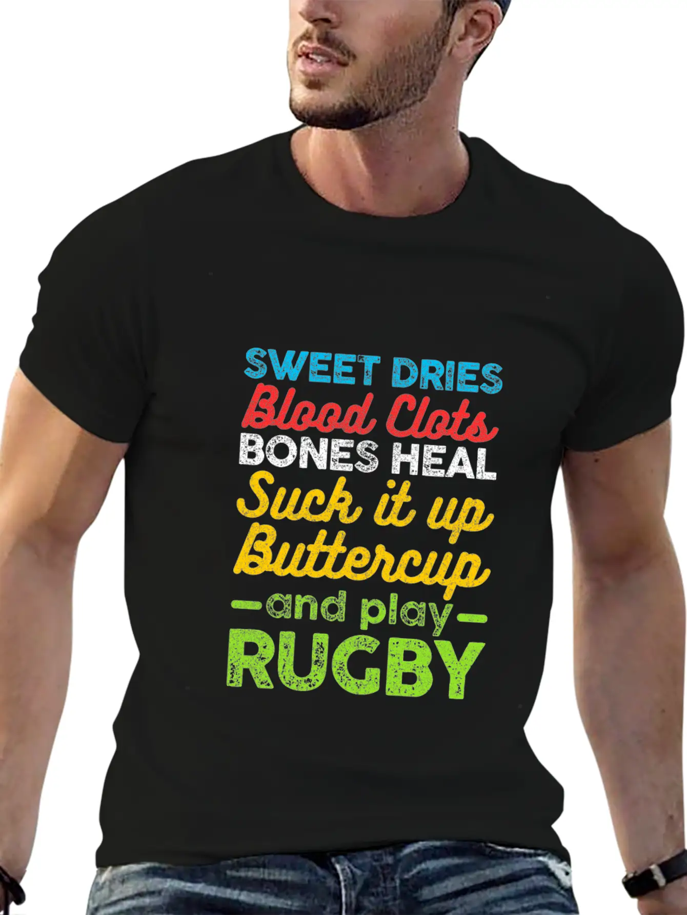 Sweat Dries Blood Clots Suck It Up Rugby Football Unisex Casual T-Shirt – Clean Design For Daily Comfort