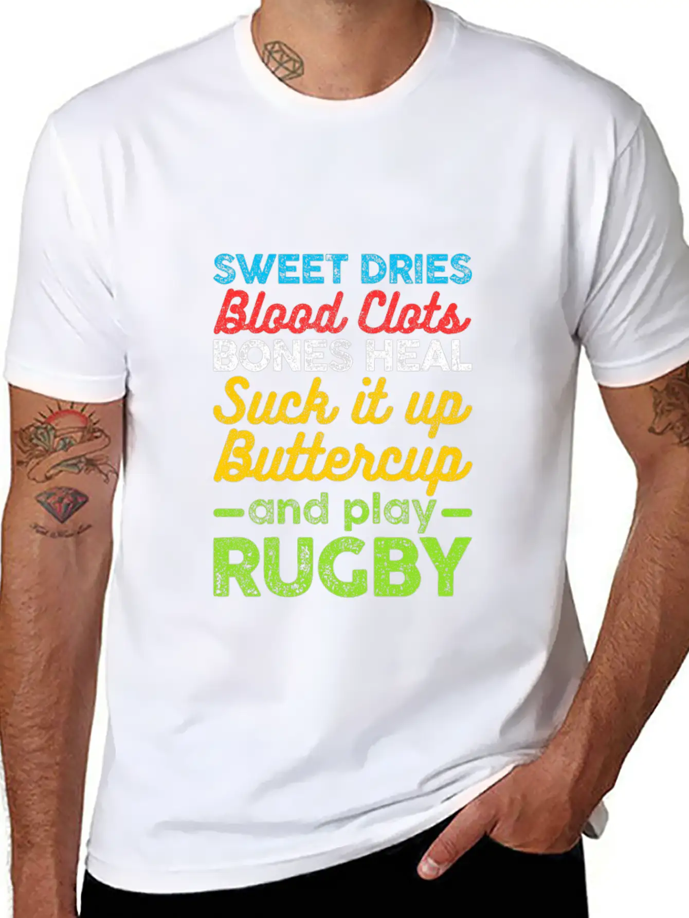 Sweat Dries Blood Clots Suck It Up Rugby Football Unisex Casual T-Shirt – Clean Design For Daily Comfort