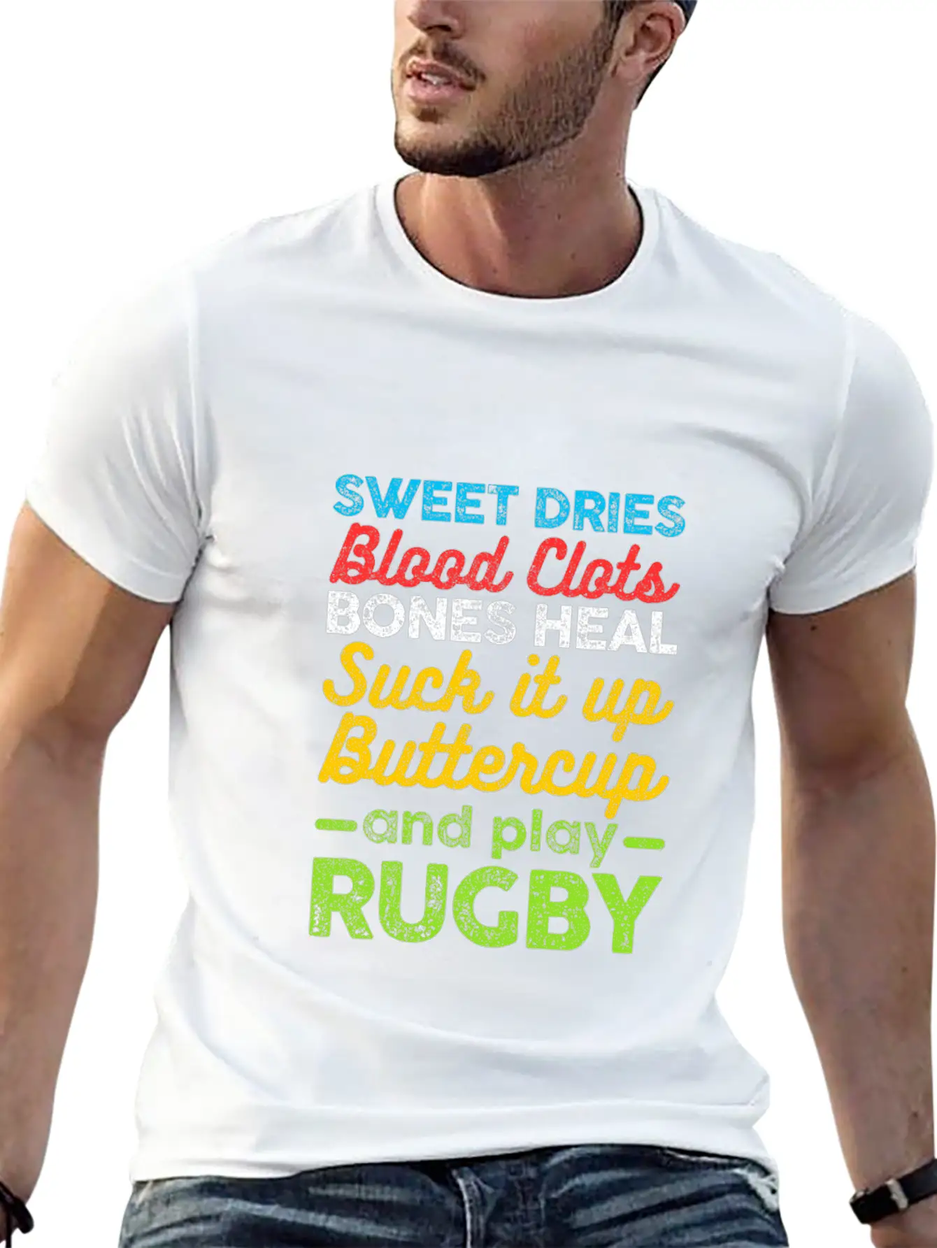 Sweat Dries Blood Clots Suck It Up Rugby Football Unisex Casual T-Shirt – Clean Design For Daily Comfort