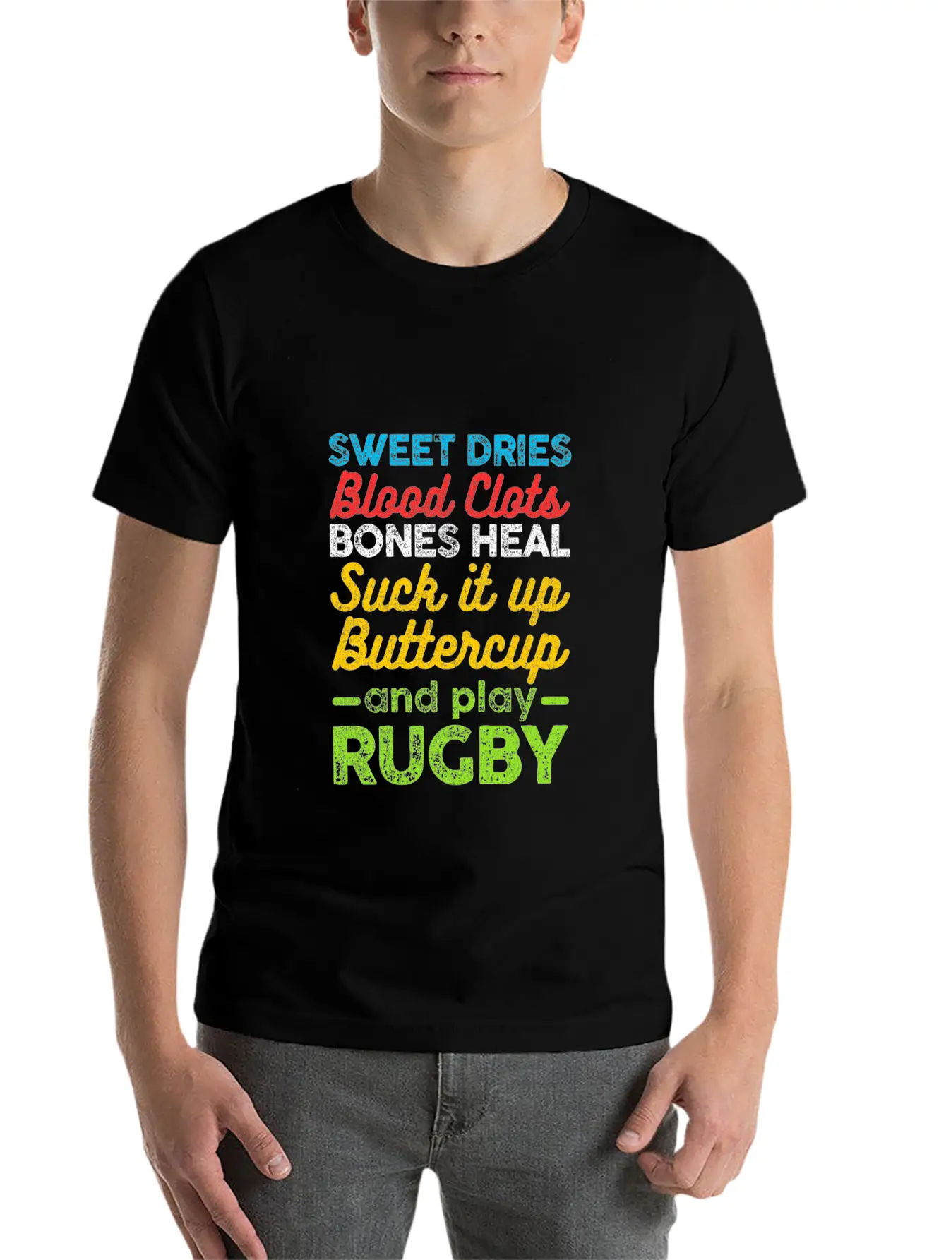 Sweat Dries Blood Clots Suck It Up Rugby Football Unisex Casual T-Shirt – Clean Design For Daily Comfort