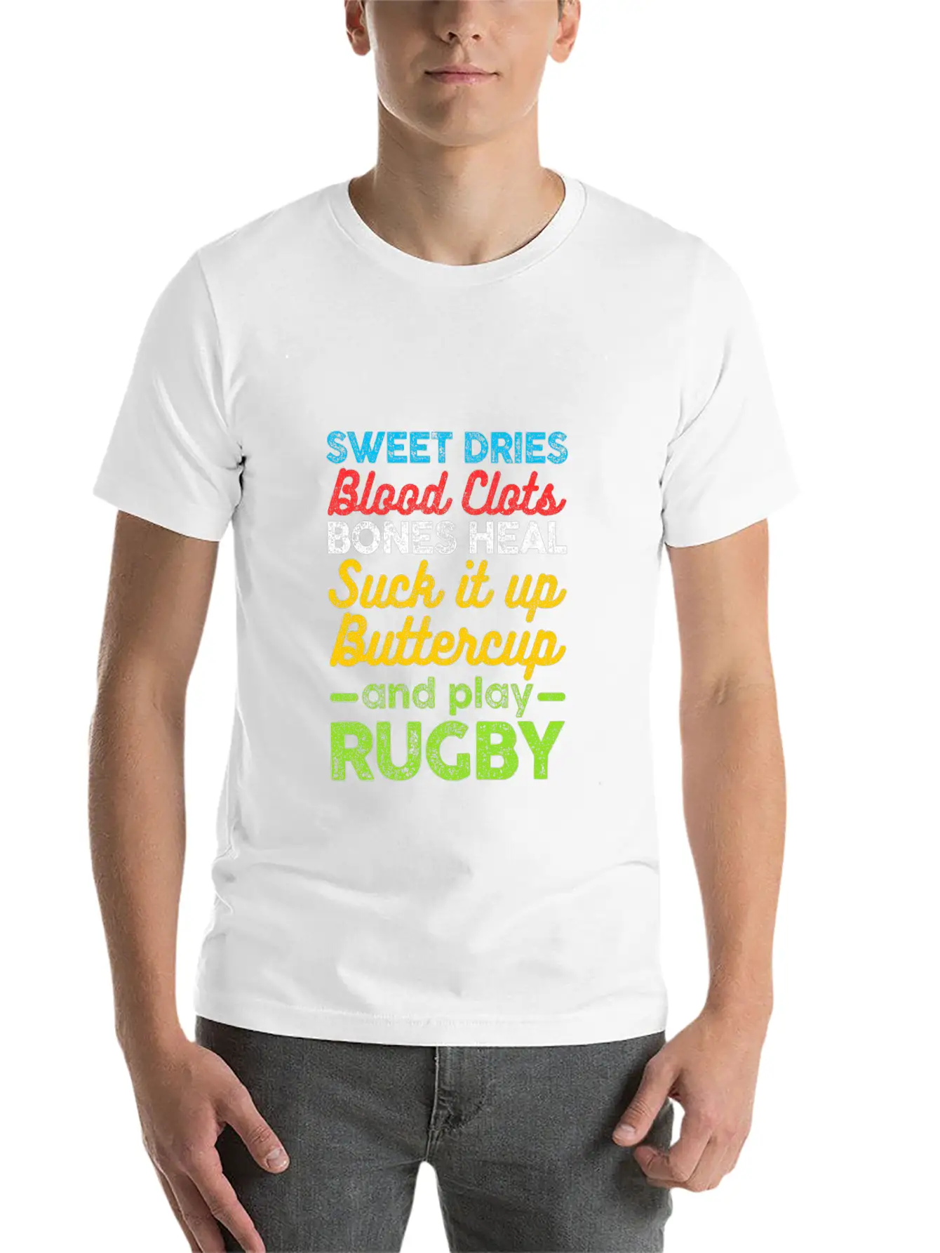 Sweat Dries Blood Clots Suck It Up Rugby Football Unisex Casual T-Shirt – Clean Design For Daily Comfort