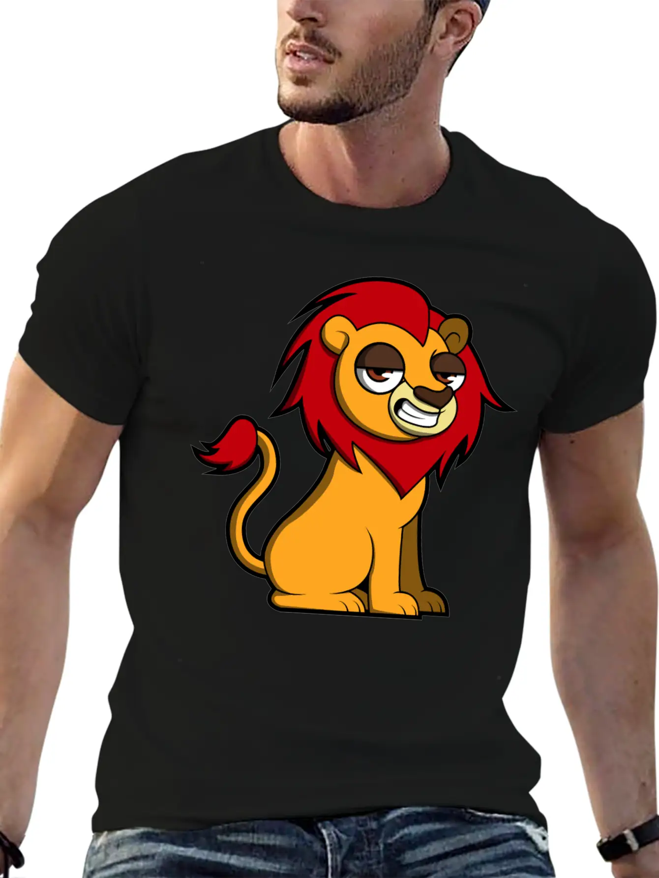 Sweet Lion Classic Fit Graphic Tee For Daily Comfort – Unisex Cotton Shirt