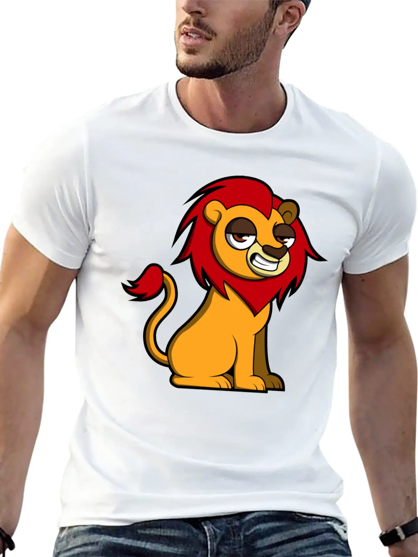 Sweet Lion Classic Fit Graphic Tee For Daily Comfort – Unisex Cotton Shirt