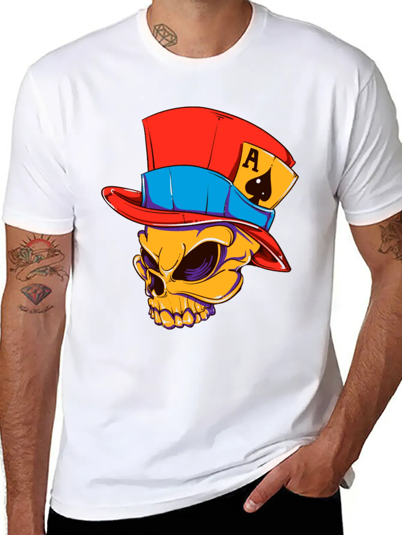 T-Shirt Streetwear Skull Card Player Vector Image Modern Fit Casual T-Shirt – Clean And Versatile Design