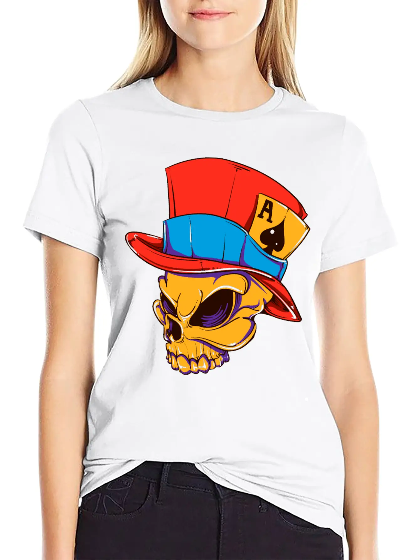 T-Shirt Streetwear Skull Card Player Vector Image Modern Fit Casual T-Shirt – Clean And Versatile Design