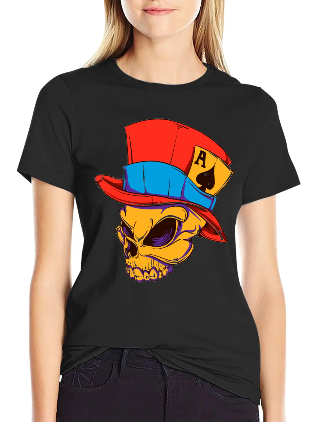 T-Shirt Streetwear Skull Card Player Vector Image Modern Fit Casual T-Shirt – Clean And Versatile Design