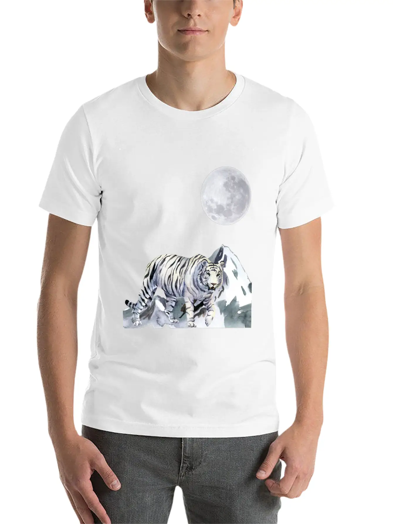 T-shirt: White Moon - The Night Panther Unisex Casual T-Shirt – Clean Design For Daily Comfort