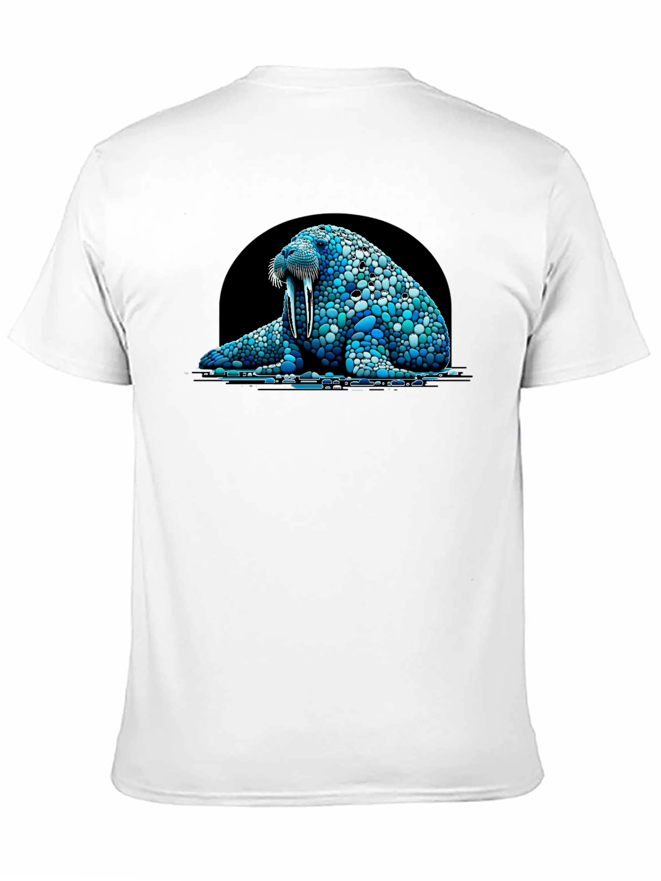 Walrus Pebble Art Black T-Shirt - Unique Design