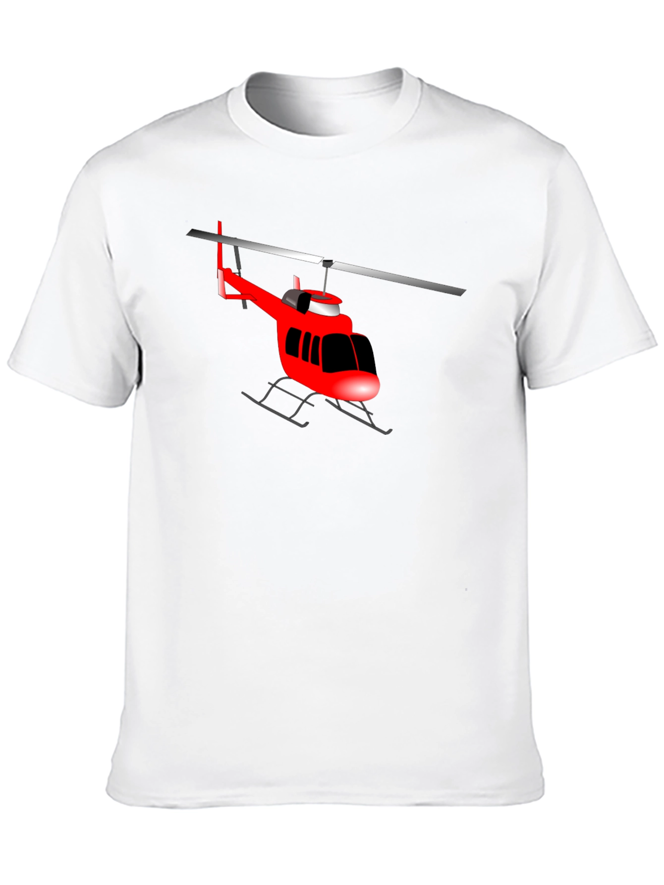 Red Helicopter Graphic T-Shirt - Classic Crew Neck