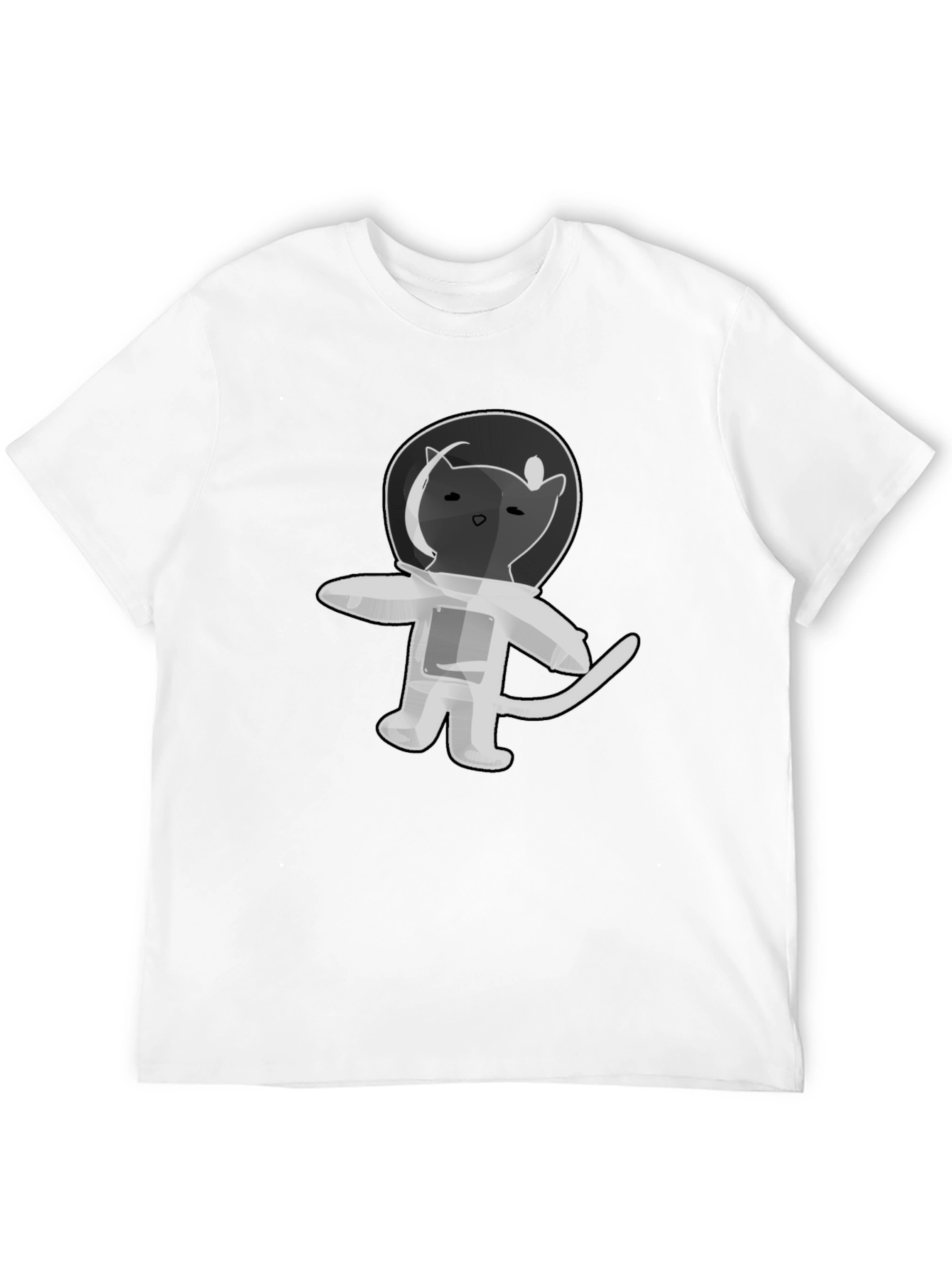 Astronaut Cat T-Shirt - Black Cotton Graphic Tee
