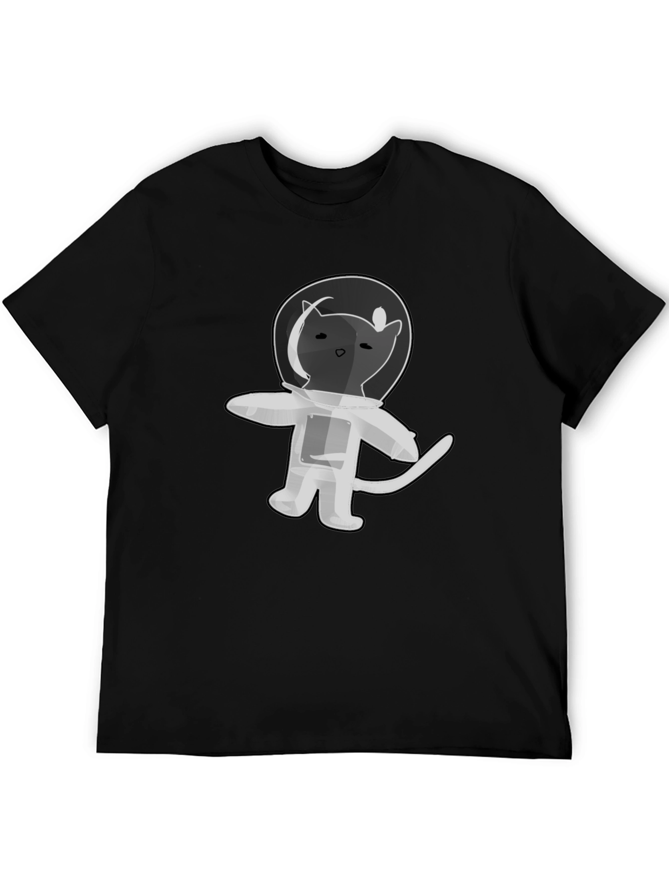 Astronaut Cat T-Shirt - Black Cotton Graphic Tee