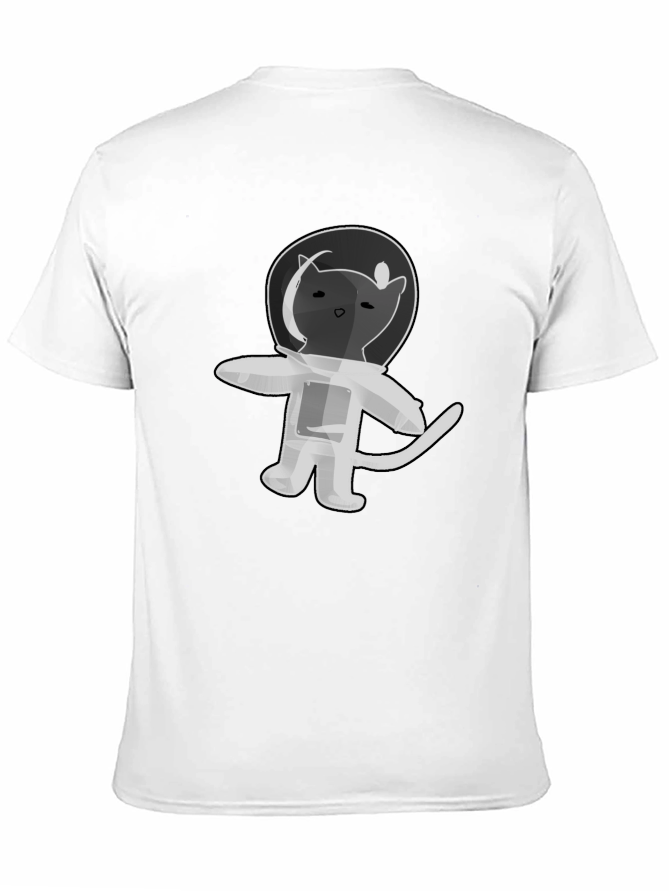 Astronaut Cat T-Shirt - Black Cotton Graphic Tee