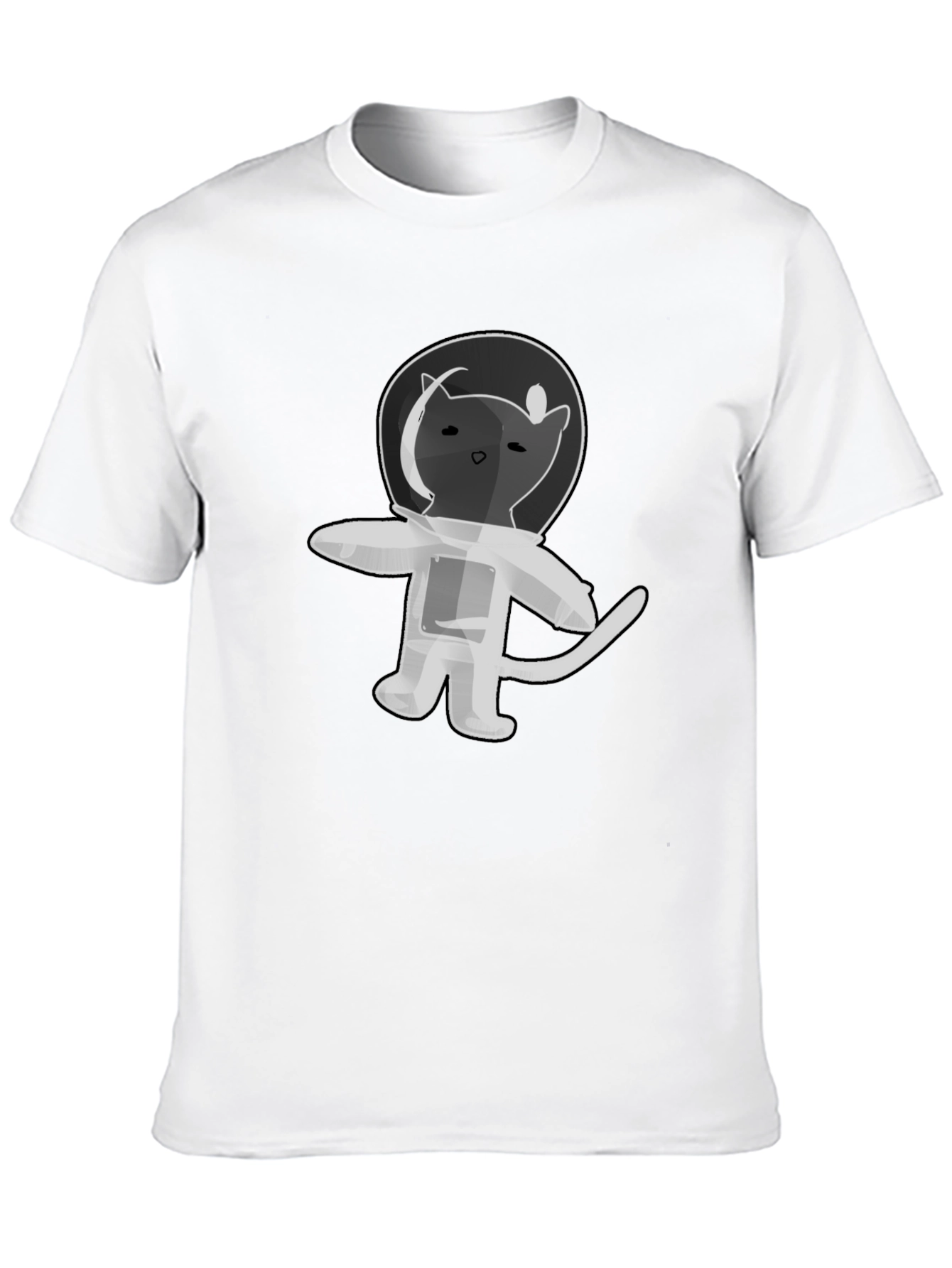 Astronaut Cat T-Shirt - Black Cotton Graphic Tee