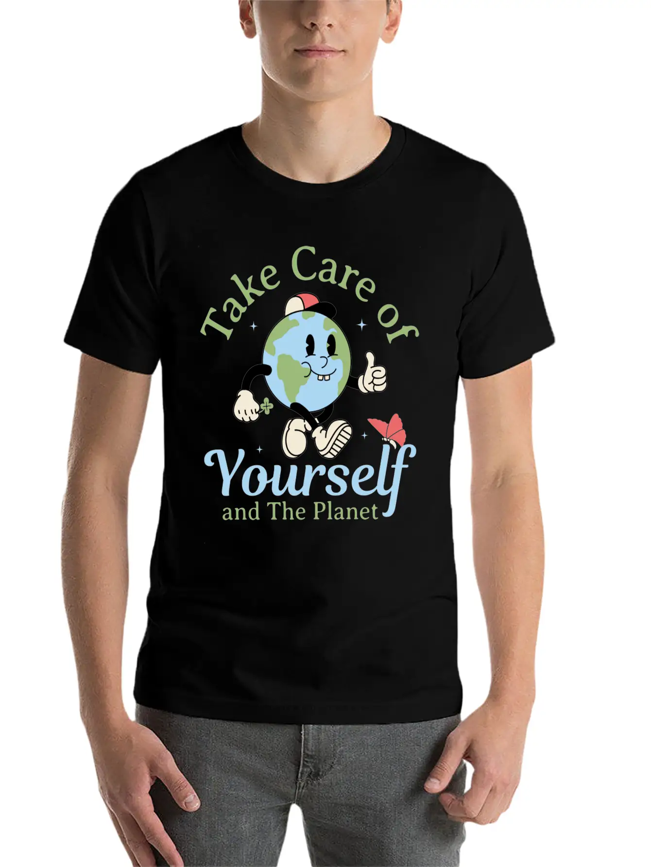 Take Care Of Yourself And The Planet Modern Fit Casual T-Shirt – Clean And Versatile Design