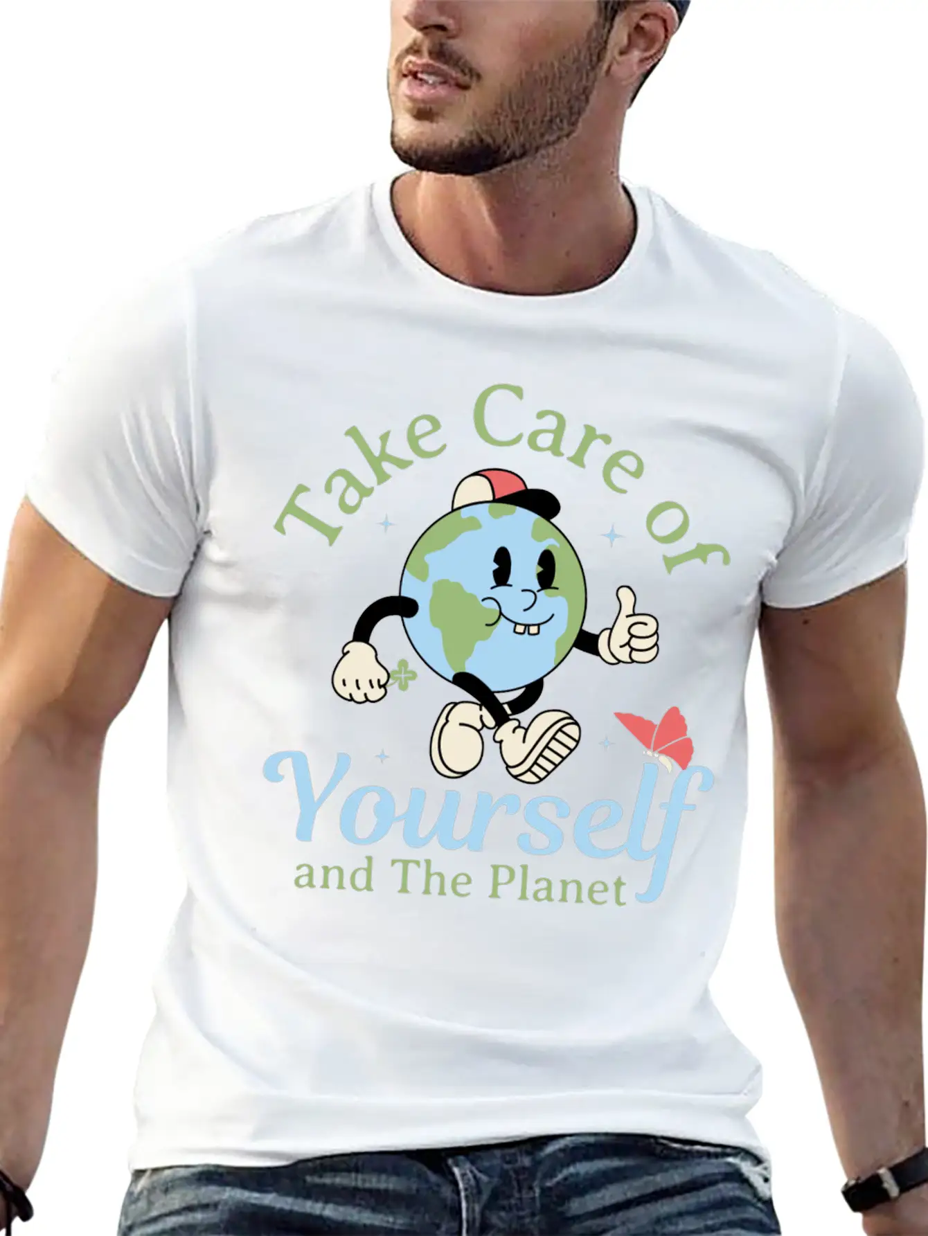 Take Care Of Yourself And The Planet Modern Fit Casual T-Shirt – Clean And Versatile Design