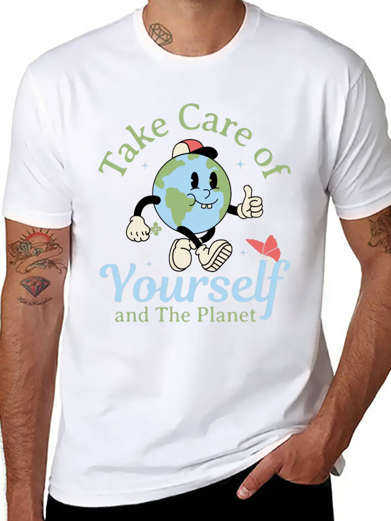 Take Care Of Yourself And The Planet Modern Fit Casual T-Shirt – Clean And Versatile Design
