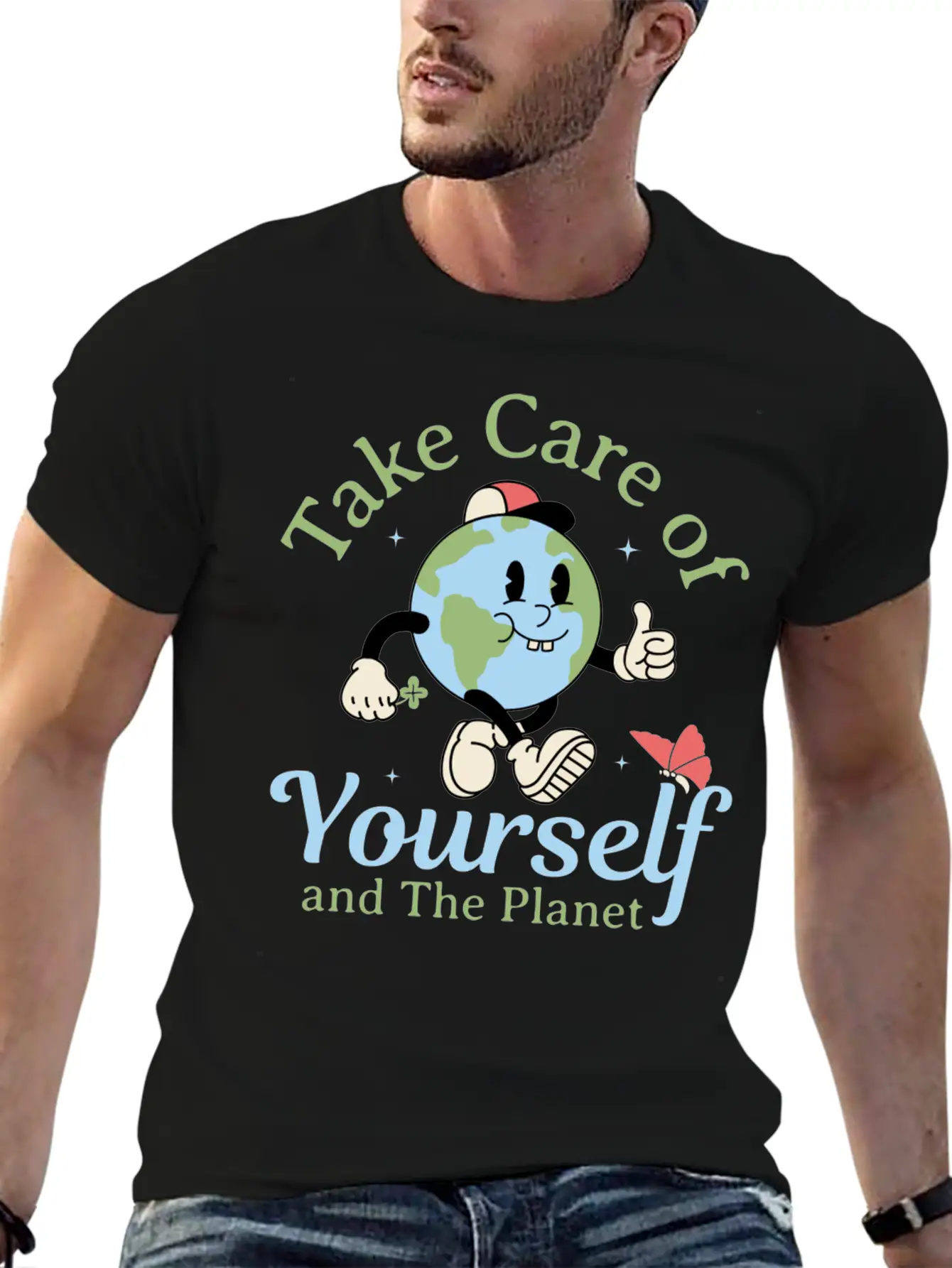 Take Care Of Yourself And The Planet Modern Fit Casual T-Shirt – Clean And Versatile Design