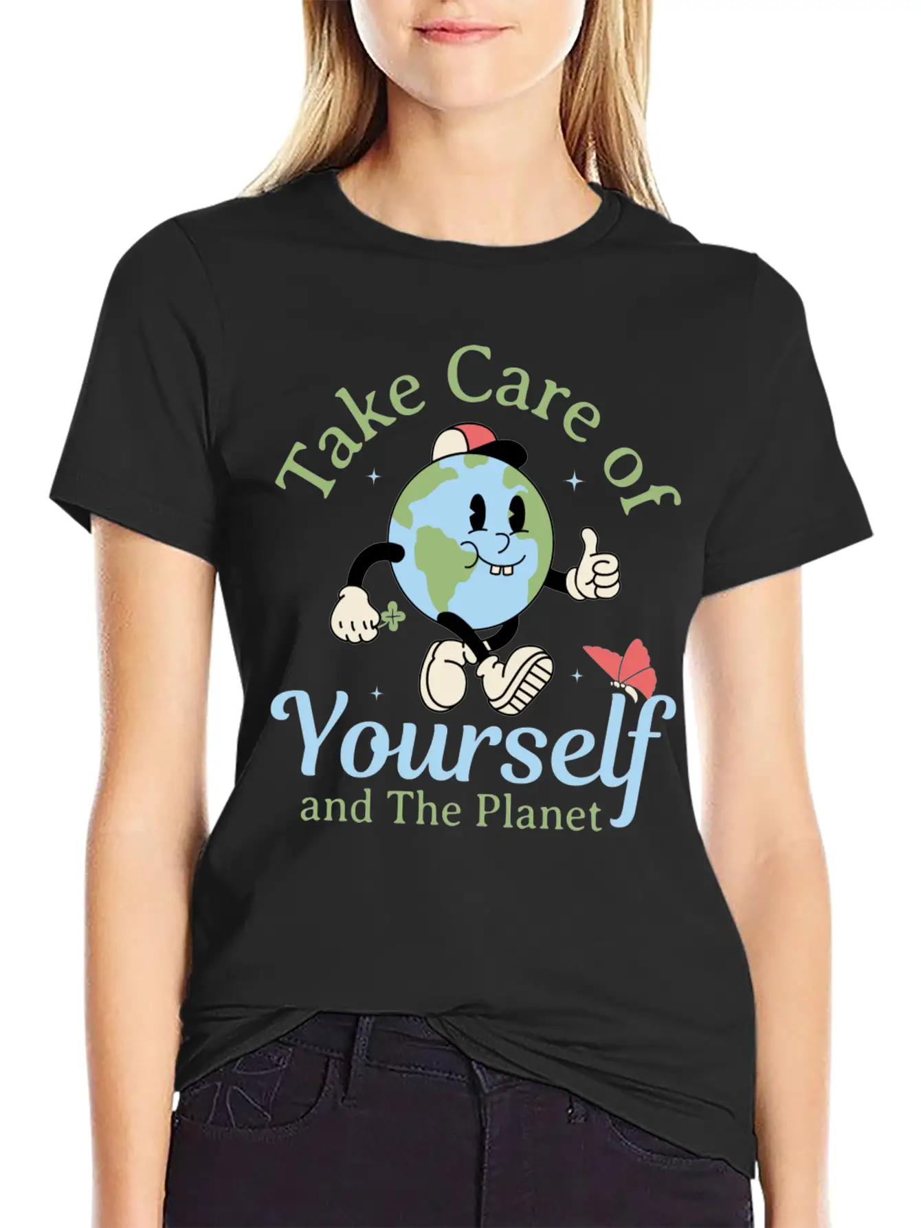Take Care Of Yourself And The Planet Modern Fit Casual T-Shirt – Clean And Versatile Design