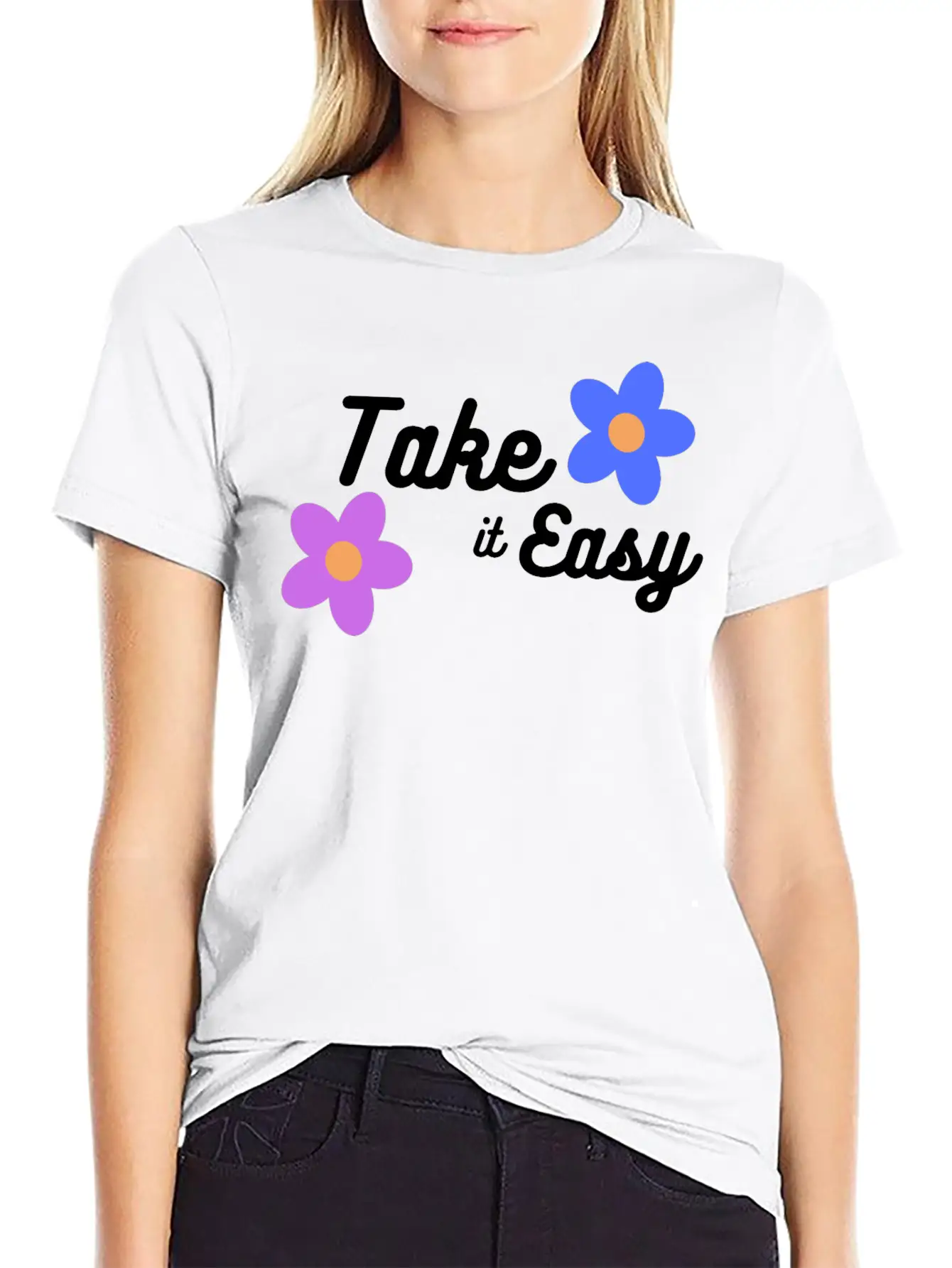 Take It Easy Cute And Cool Gift /design T-shirt Classic Fit Graphic Tee For Daily Comfort – Unisex Cotton Shirt