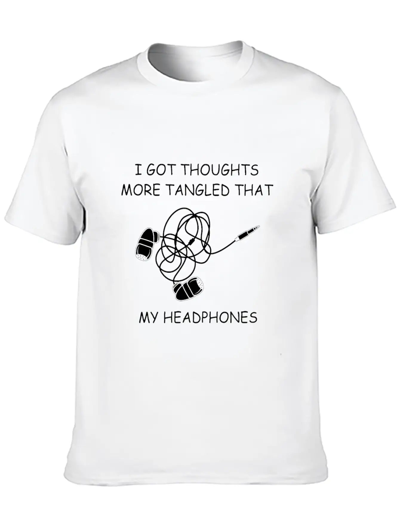 Tangled Headphones Overthinker Gift Classic Fit Graphic Tee For Daily Comfort – Unisex Cotton Shirt