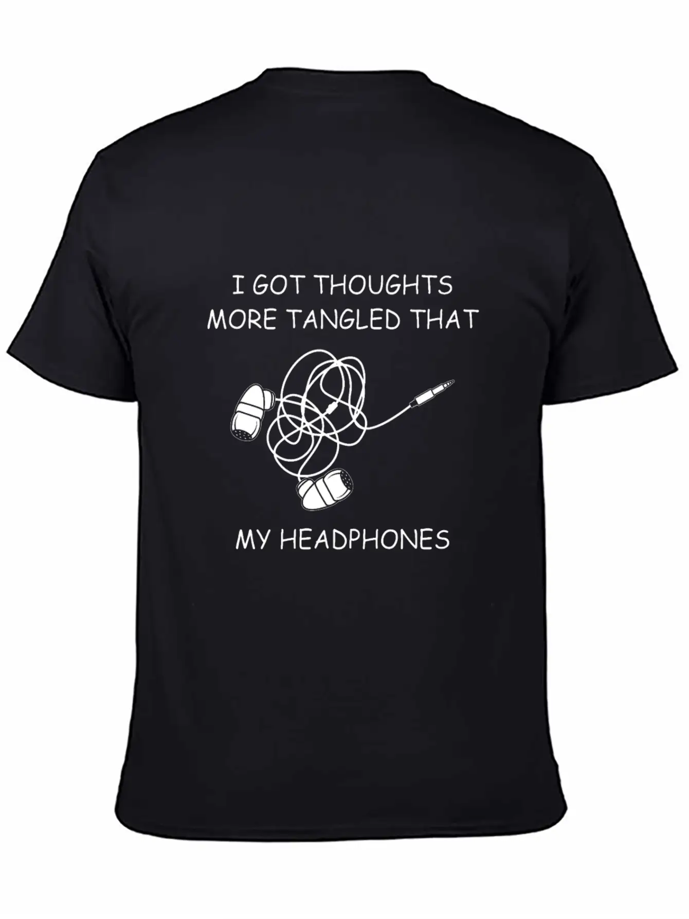 Tangled Headphones Overthinker Gift Classic Fit Graphic Tee For Daily Comfort – Unisex Cotton Shirt