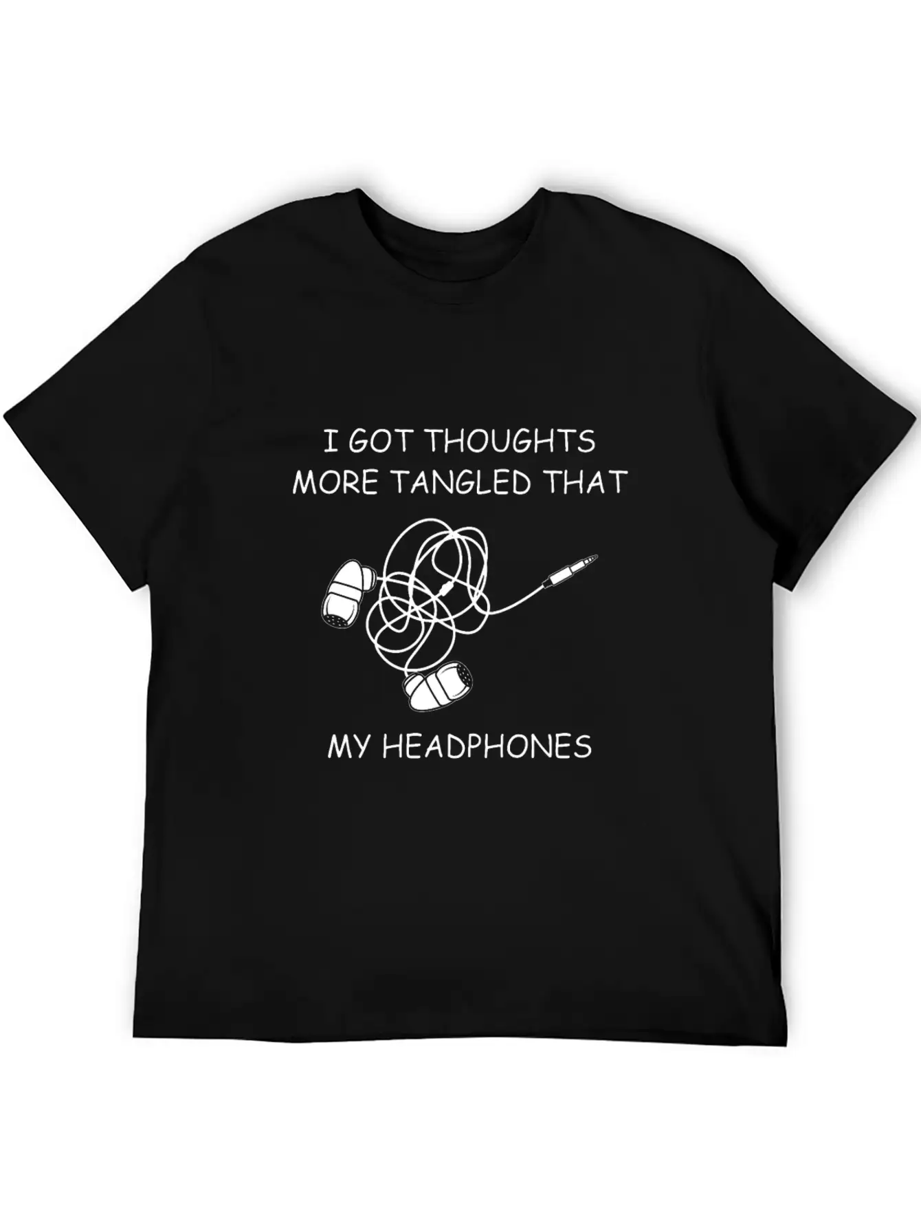 Tangled Headphones Overthinker Gift Classic Fit Graphic Tee For Daily Comfort – Unisex Cotton Shirt