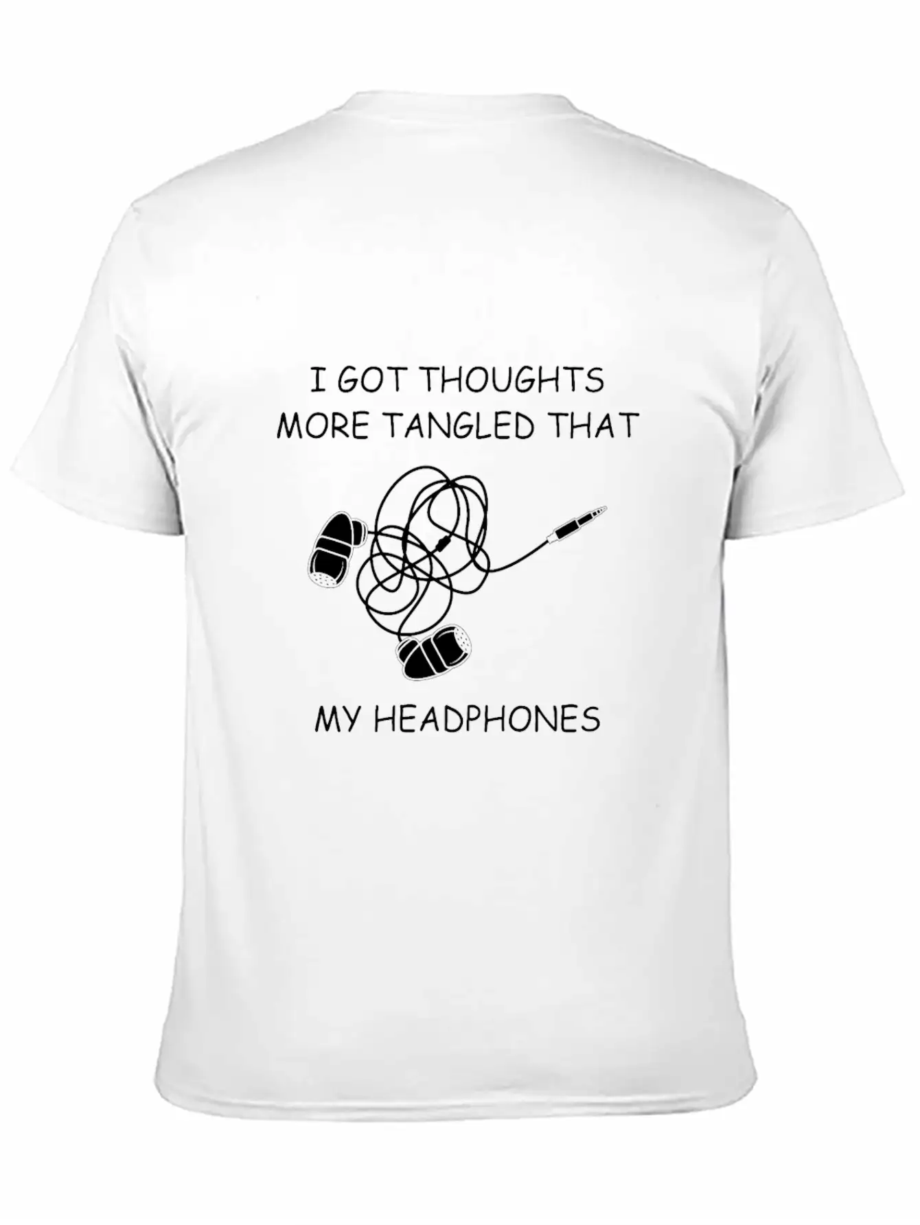 Tangled Headphones Overthinker Gift Classic Fit Graphic Tee For Daily Comfort – Unisex Cotton Shirt