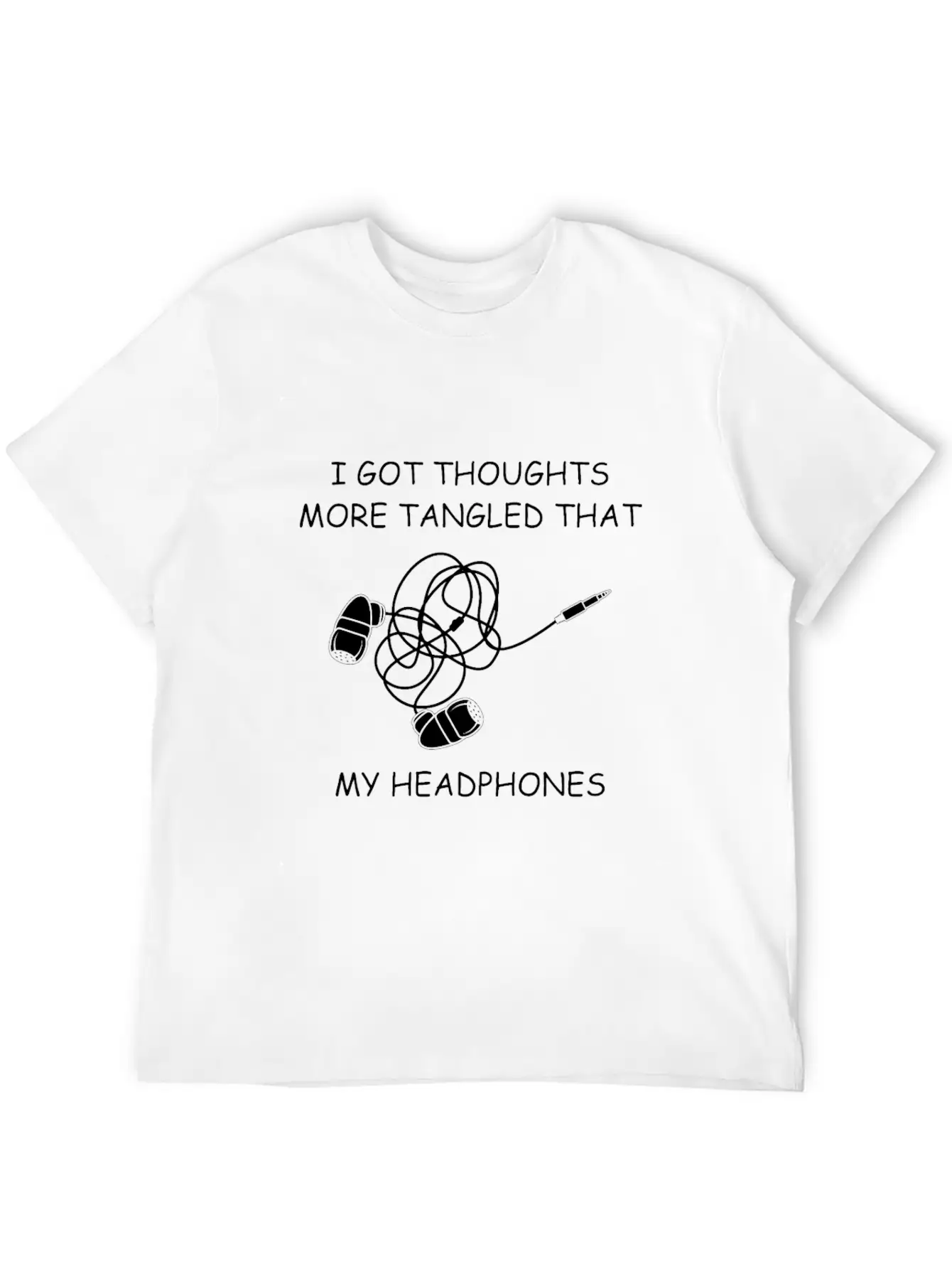 Tangled Headphones Overthinker Gift Classic Fit Graphic Tee For Daily Comfort – Unisex Cotton Shirt