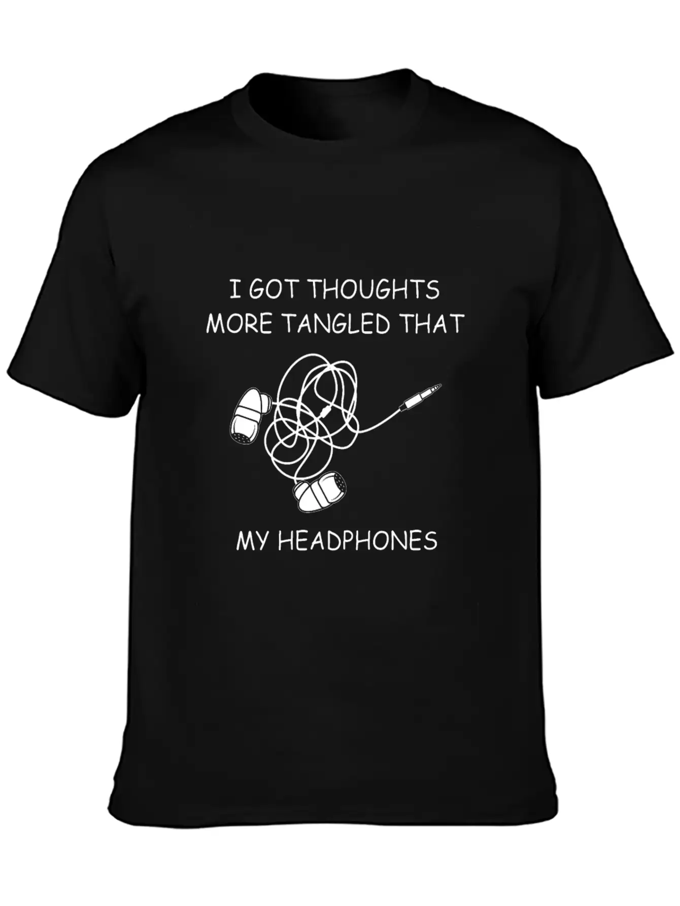 Tangled Headphones Overthinker Gift Classic Fit Graphic Tee For Daily Comfort – Unisex Cotton Shirt