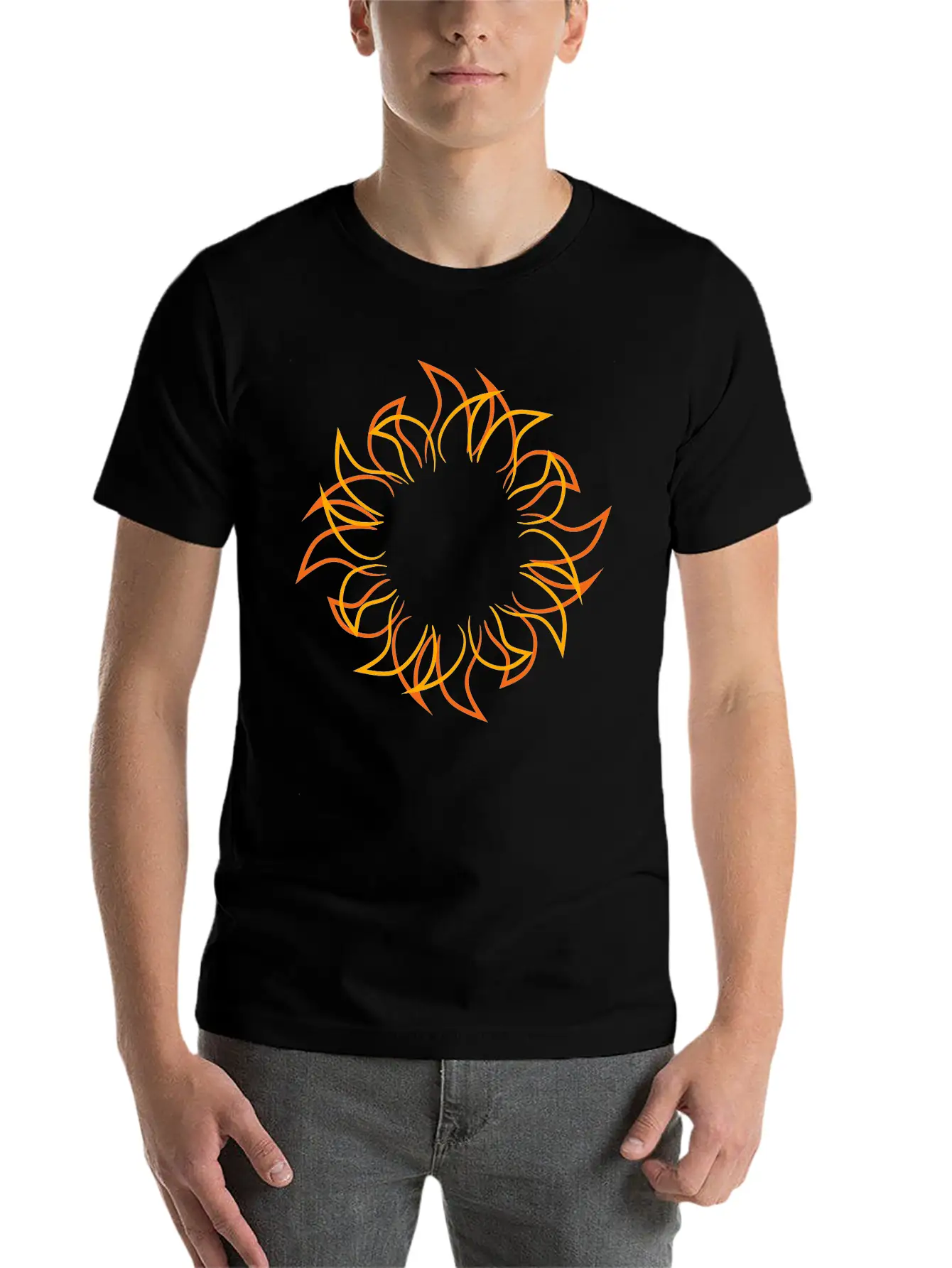 Tattoo Design Cool Stylish Sun Flames Sun Classic Fit Graphic Tee For Daily Comfort – Unisex Cotton Shirt