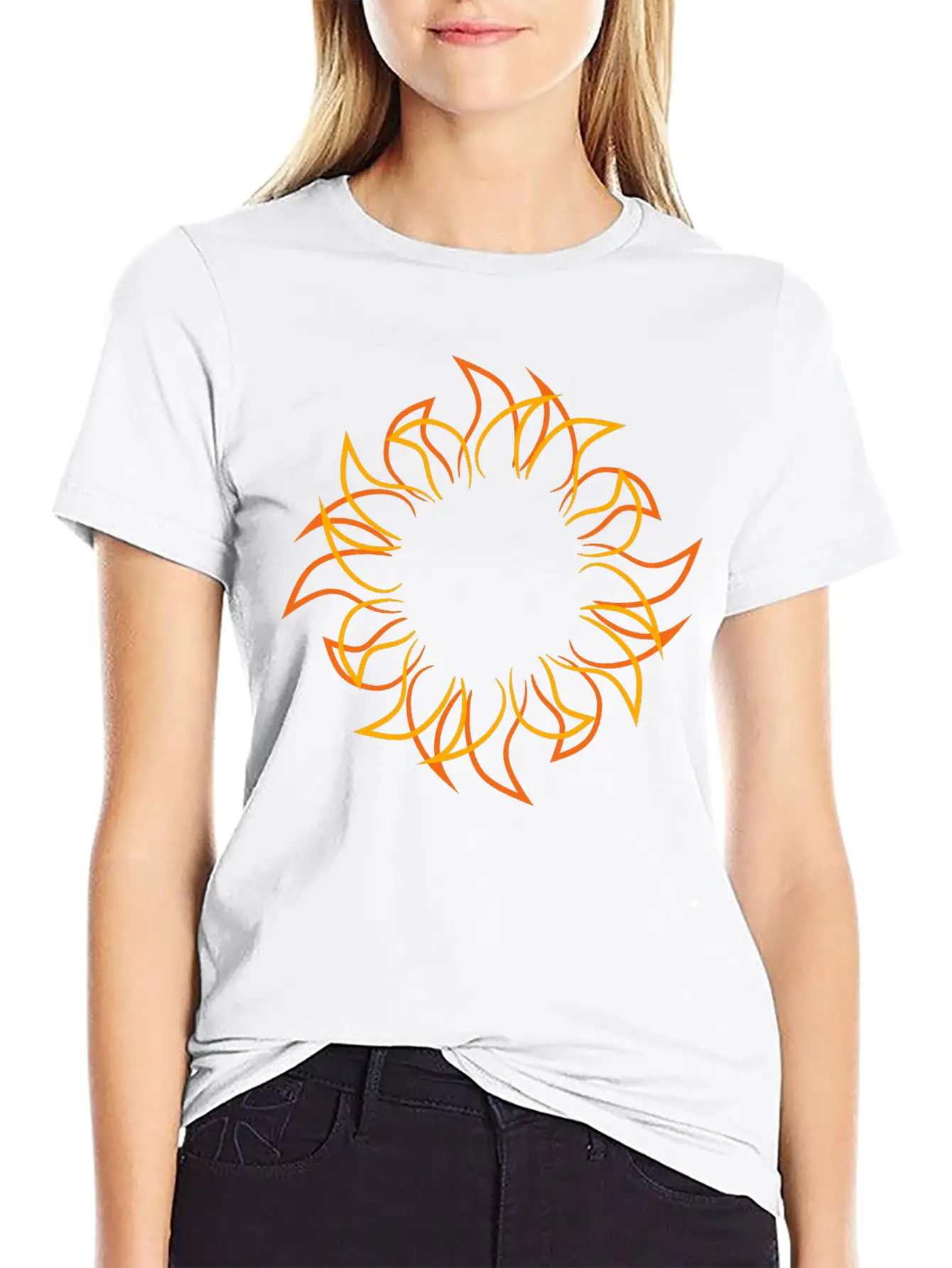 Tattoo Design Cool Stylish Sun Flames Sun Classic Fit Graphic Tee For Daily Comfort – Unisex Cotton Shirt