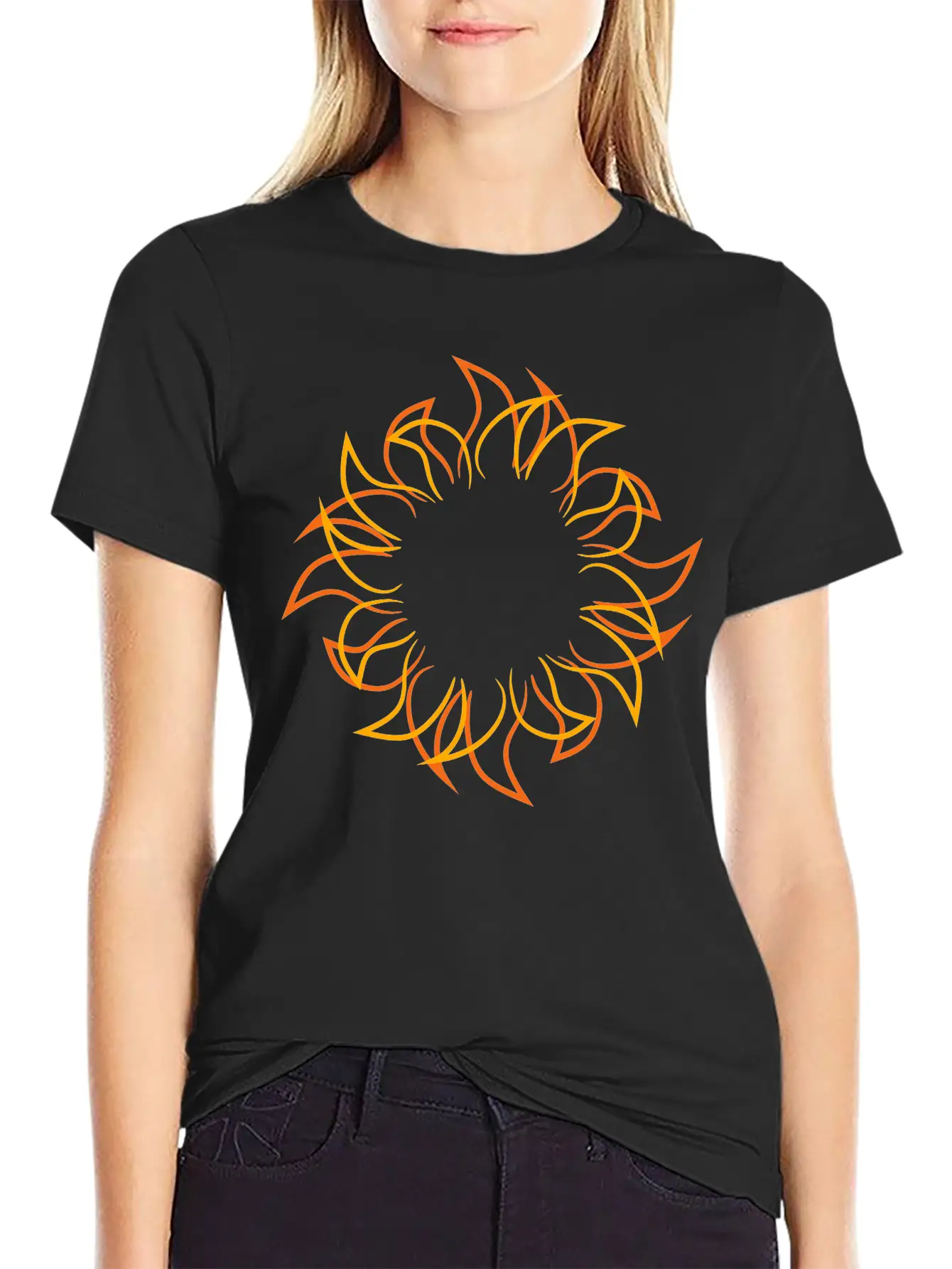 Tattoo Design Cool Stylish Sun Flames Sun Classic Fit Graphic Tee For Daily Comfort – Unisex Cotton Shirt